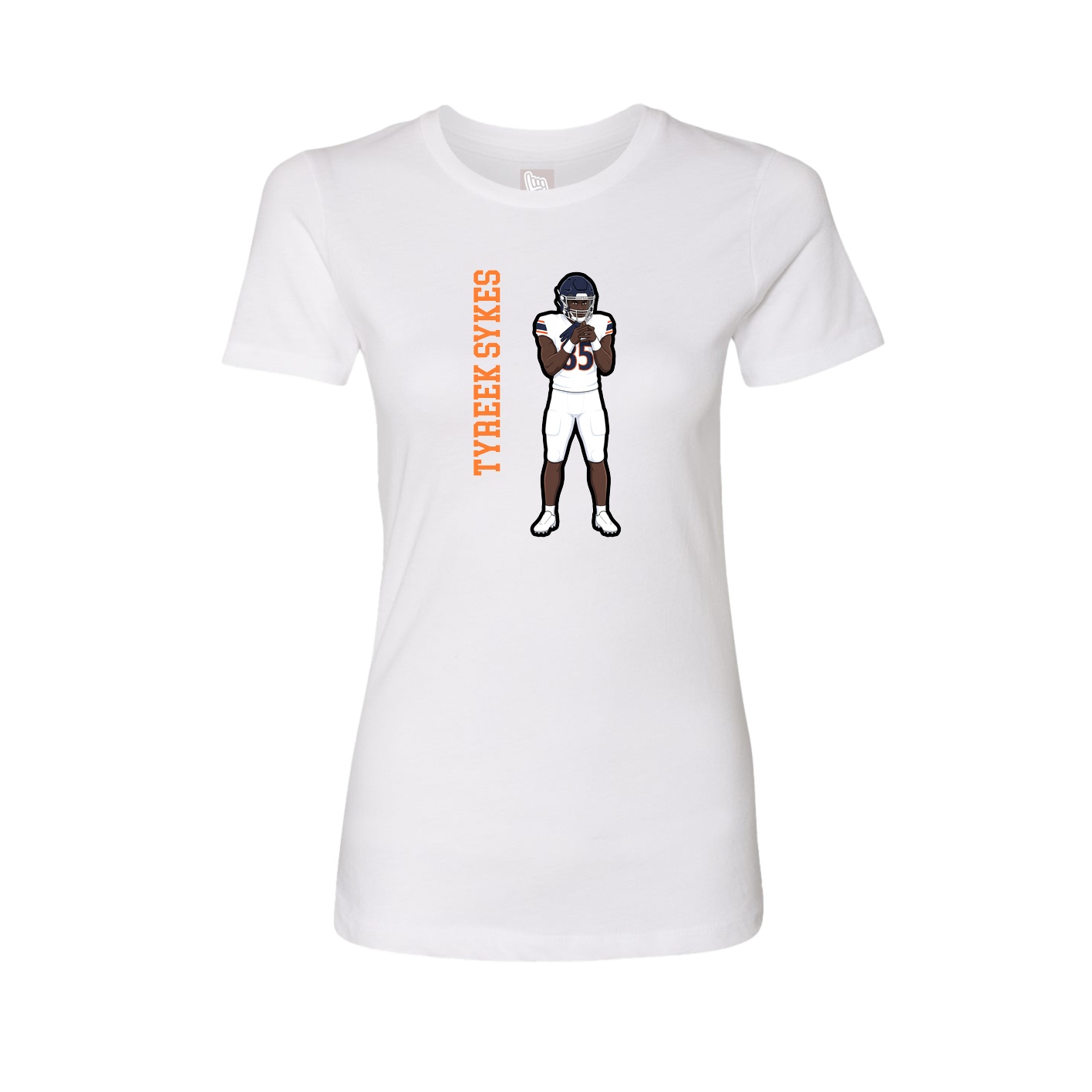 Fitted Women's Tee — Name Vertical in White