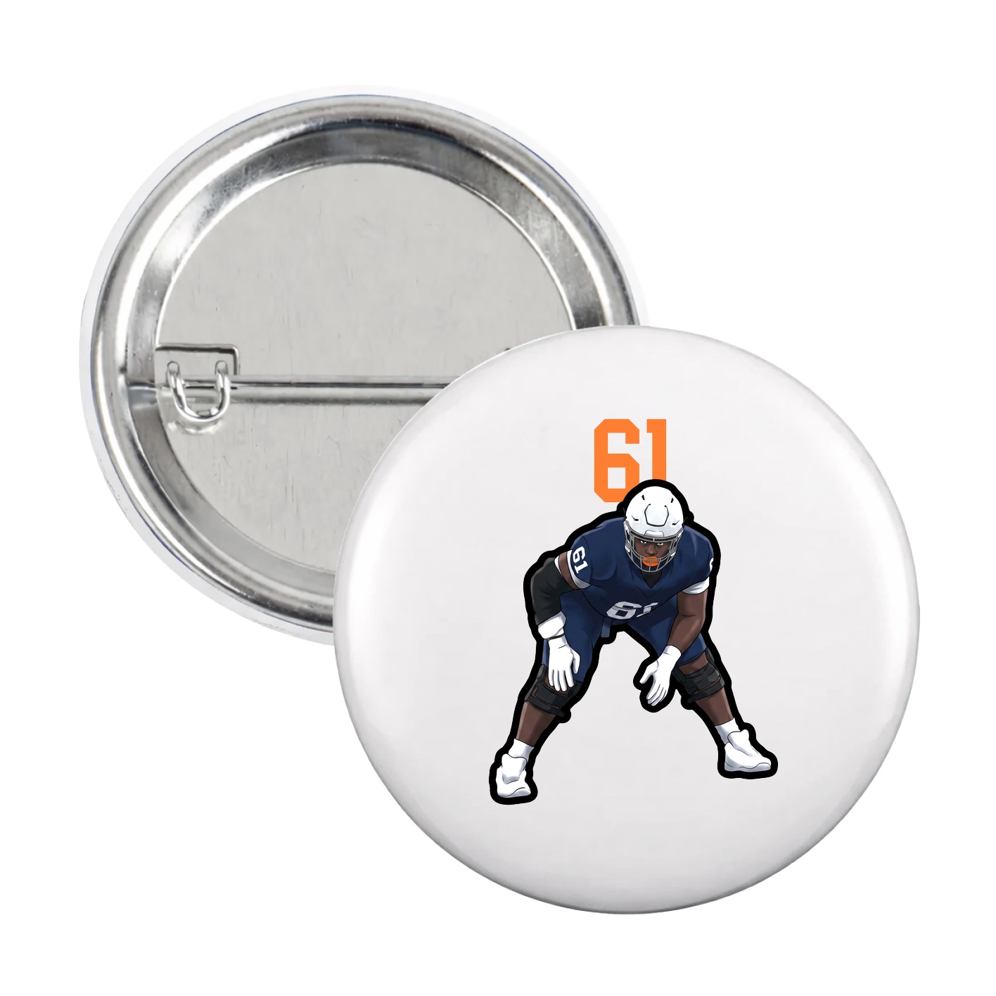 Game Day Button — Number Top in White
