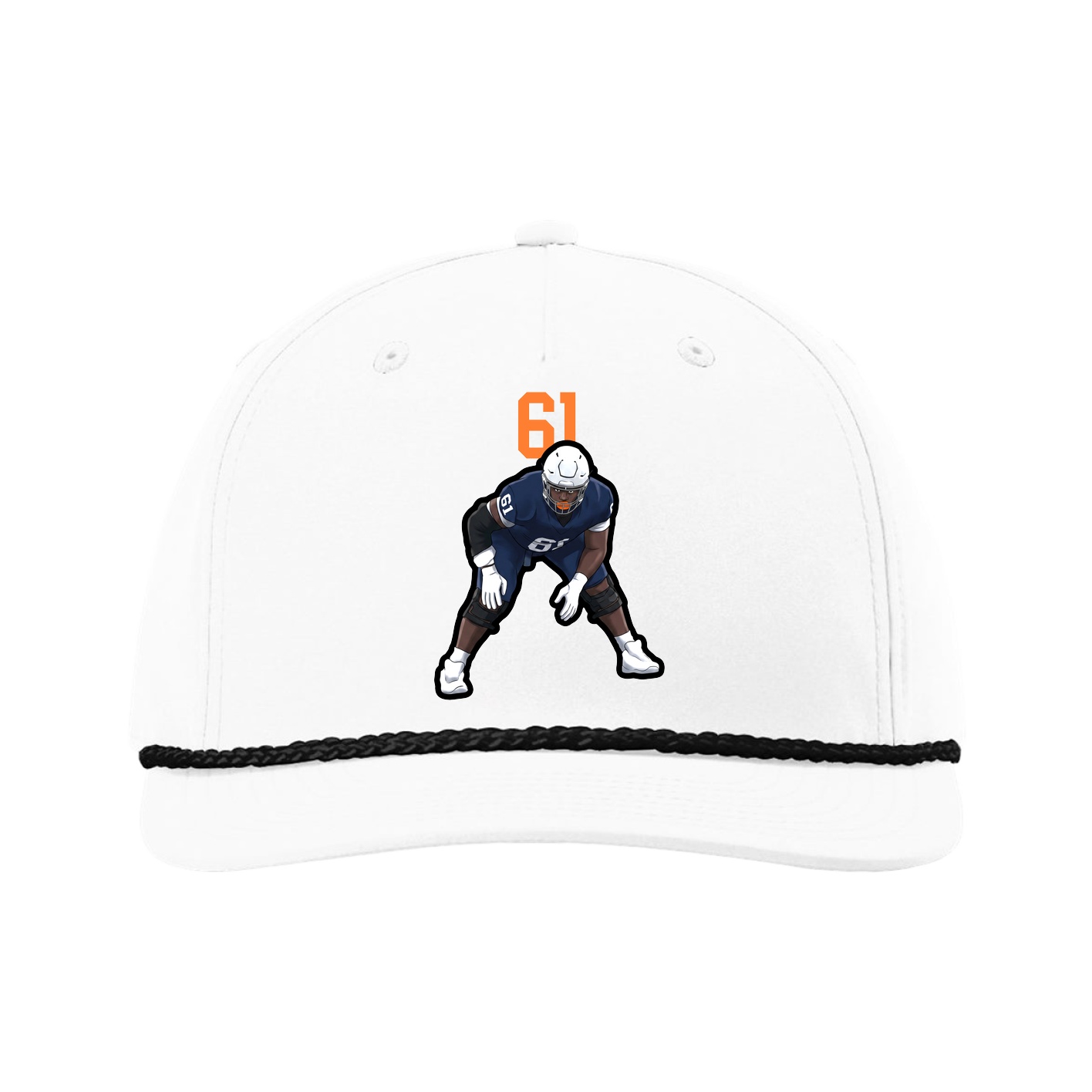 Five-Panel Classic Rope Cap — Number Top in White
