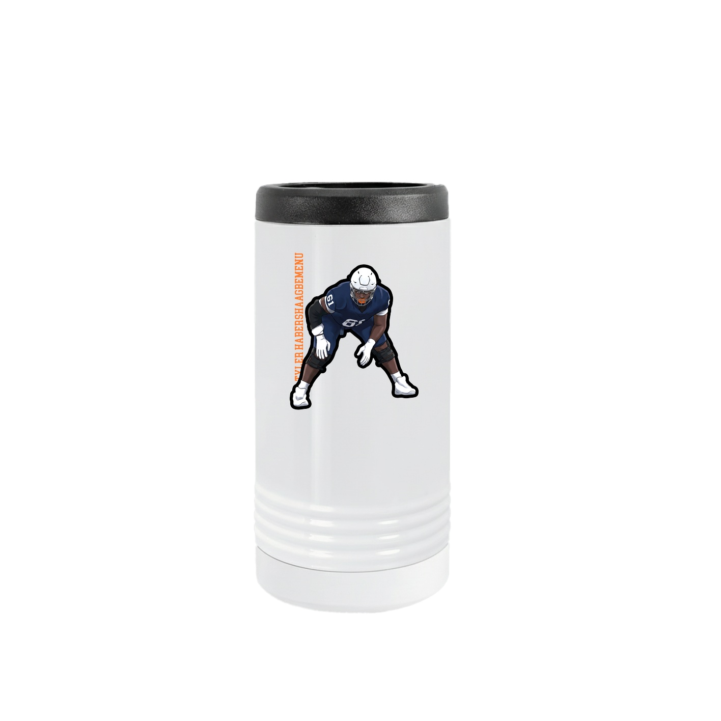 Slim Beverage Holder — Name Vertical in White