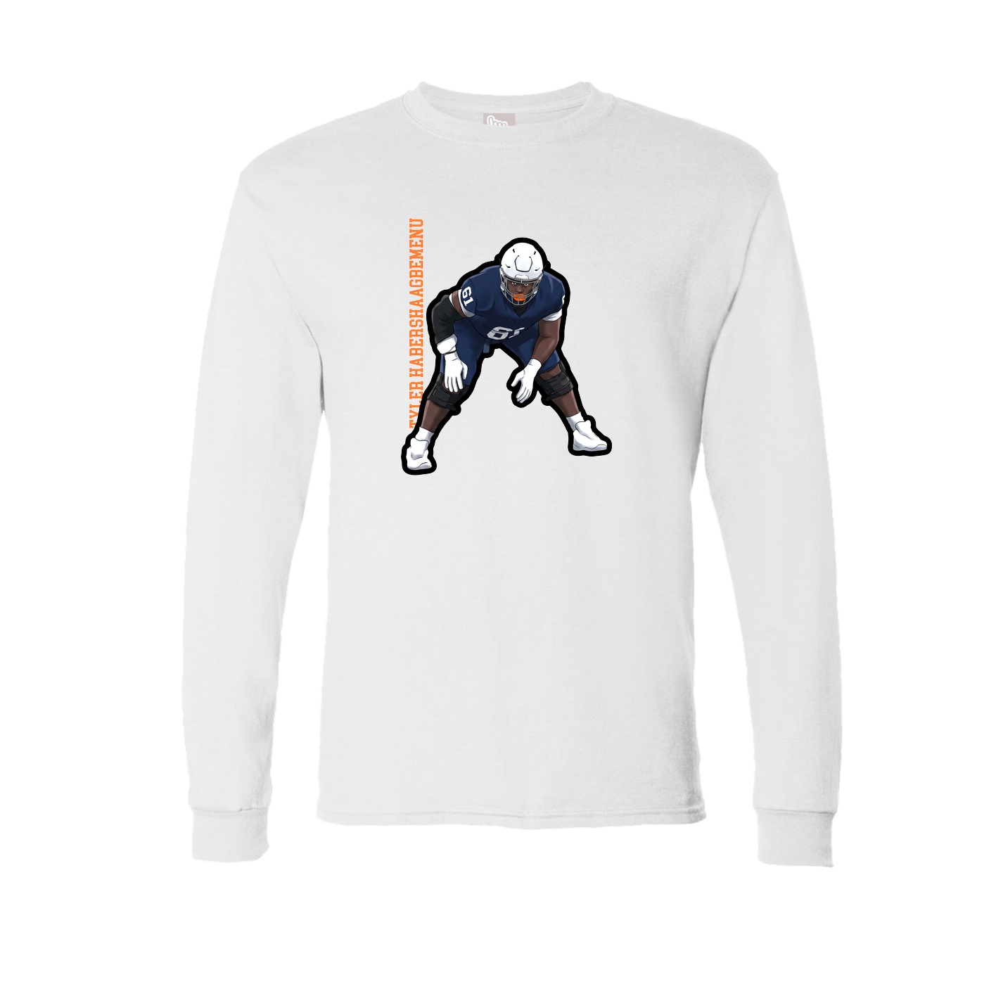 Long Sleeve Tee — Name Vertical in White