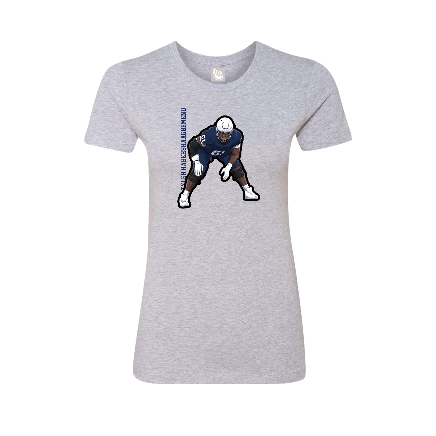 Fitted Women's Tee — Name Vertical in Grey
