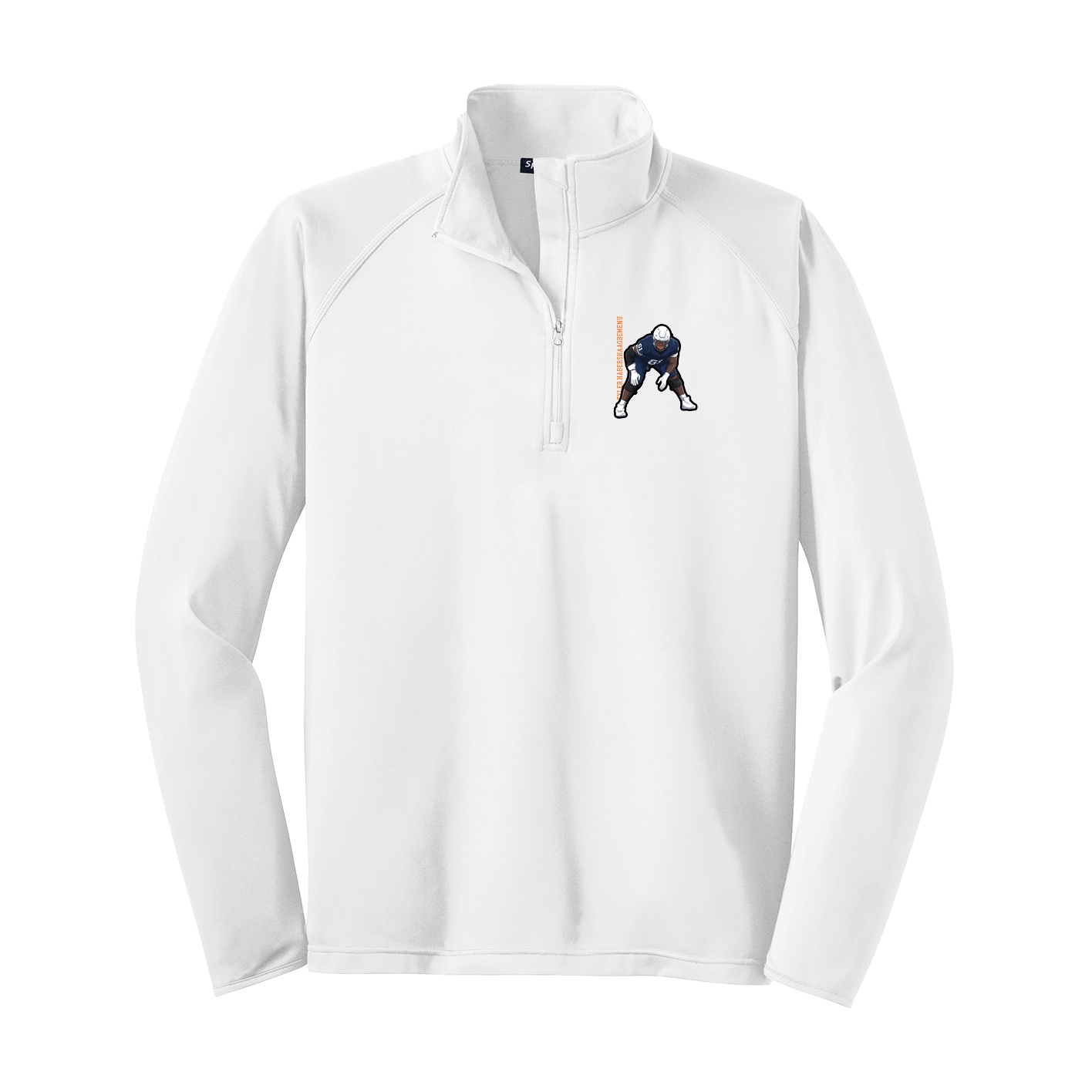 Q-Zip Pullover — Name Vertical in White