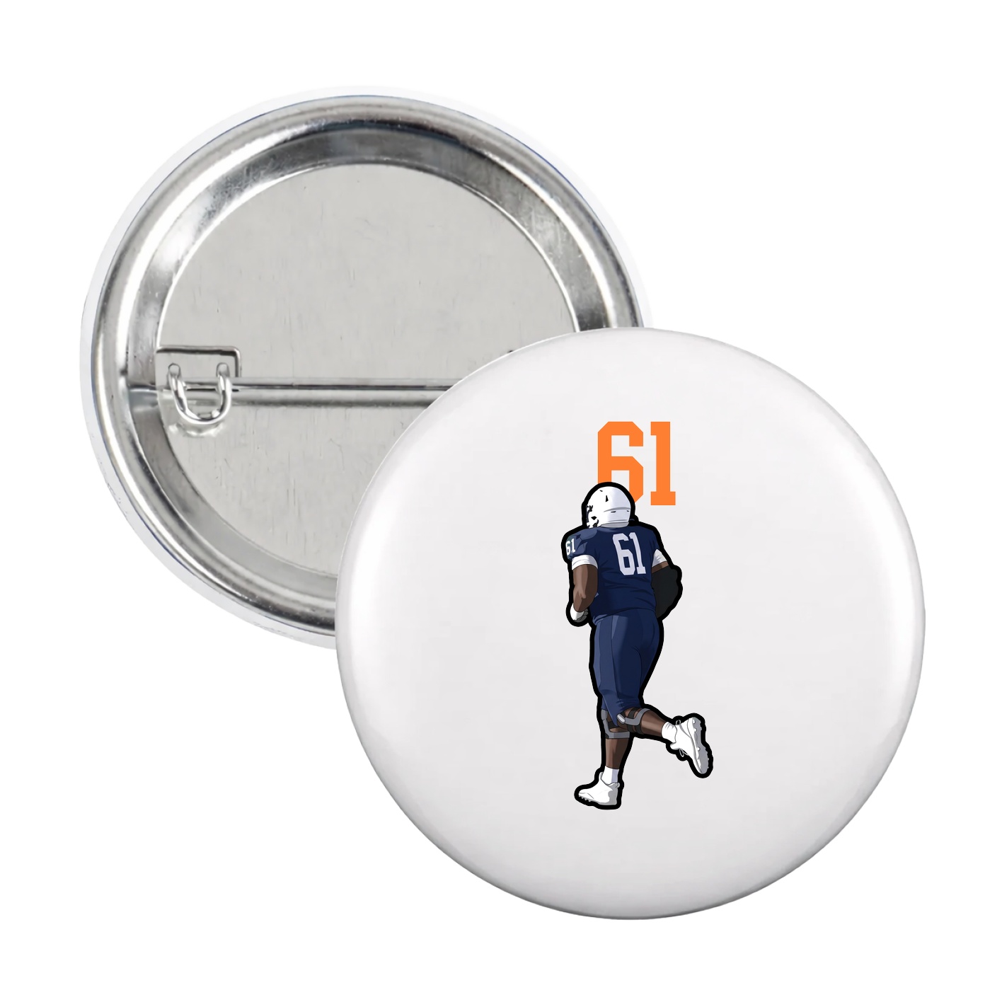 Game Day Button — Number Top in White