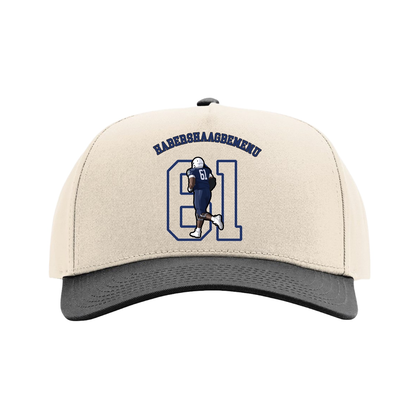 Full Fabric Five-Panel Champ Cap — Shirsey Arch in Cream/Black