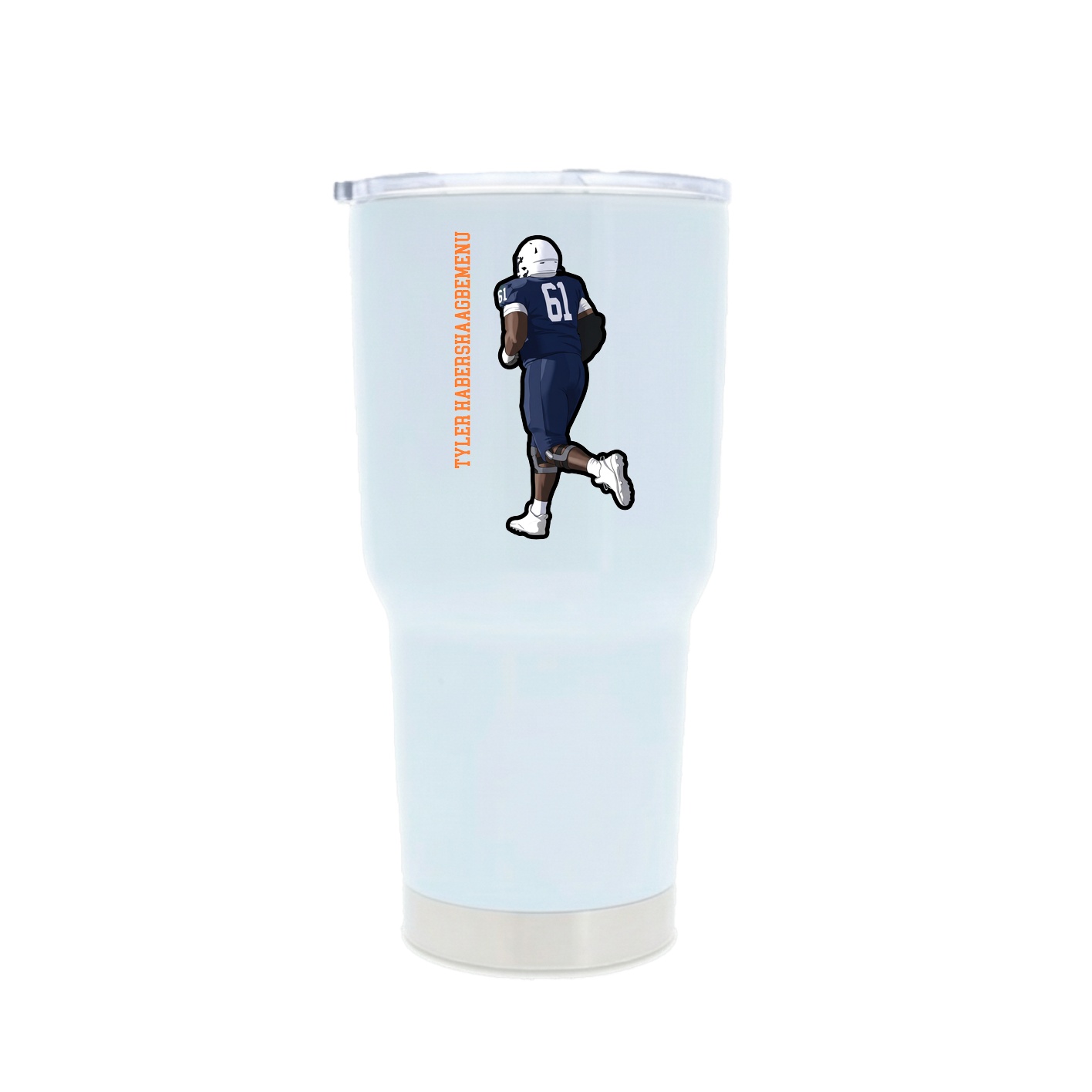 30oz Stainless Steel Tumbler — Name Vertical in White
