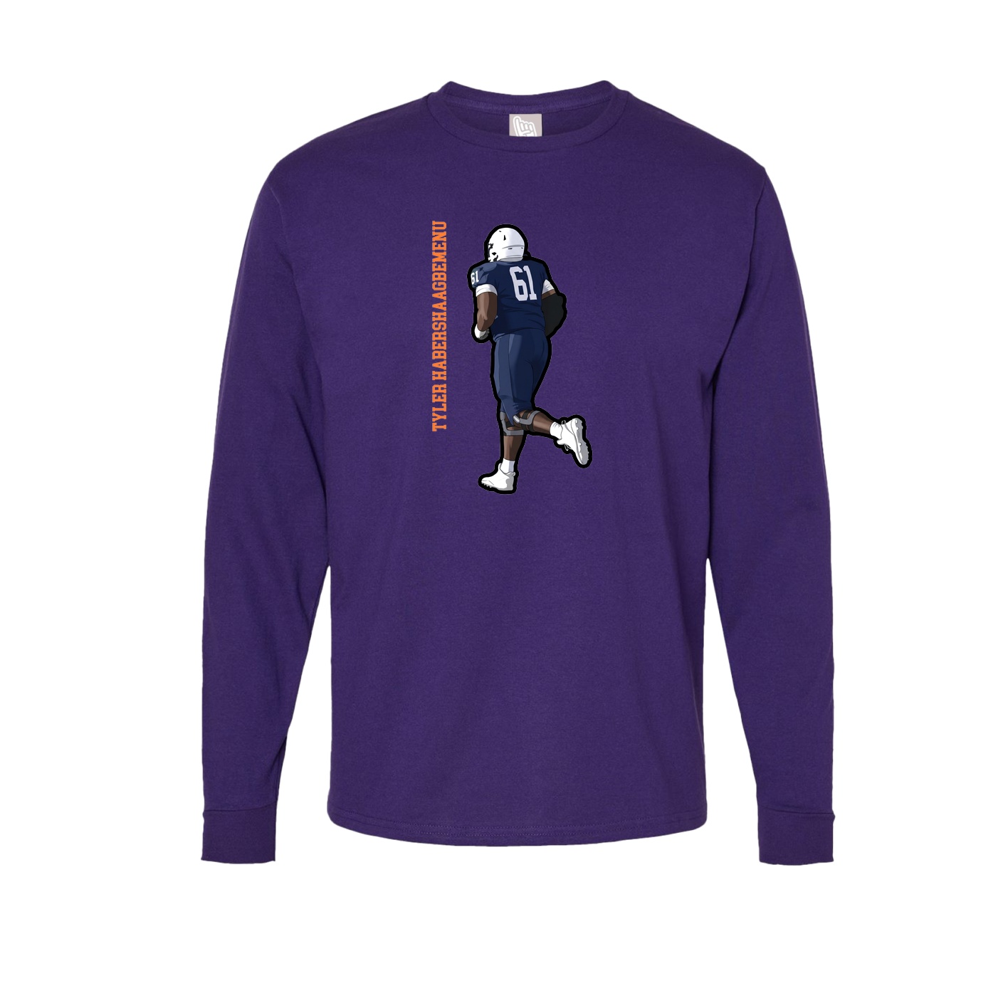 Long Sleeve Tee — Name Vertical in Purple