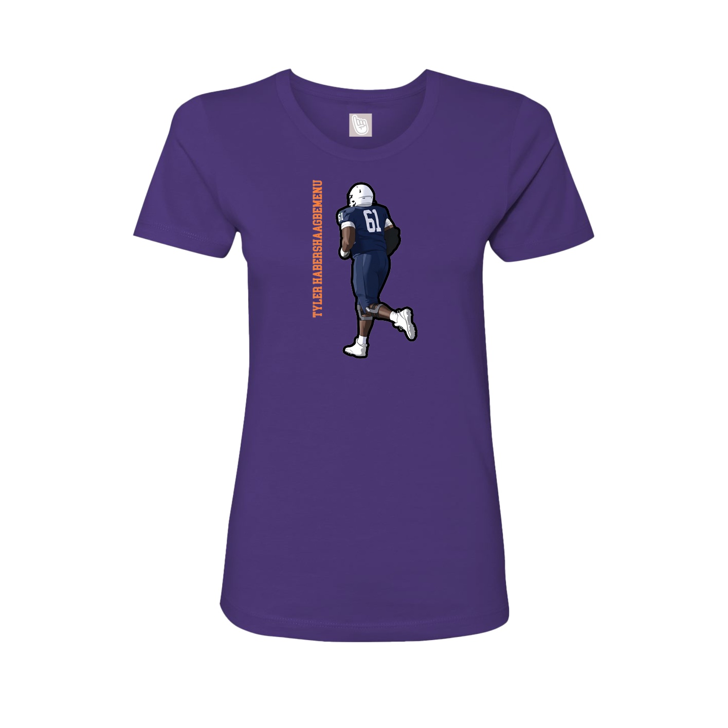 Fitted Women's Tee — Name Vertical in Purple