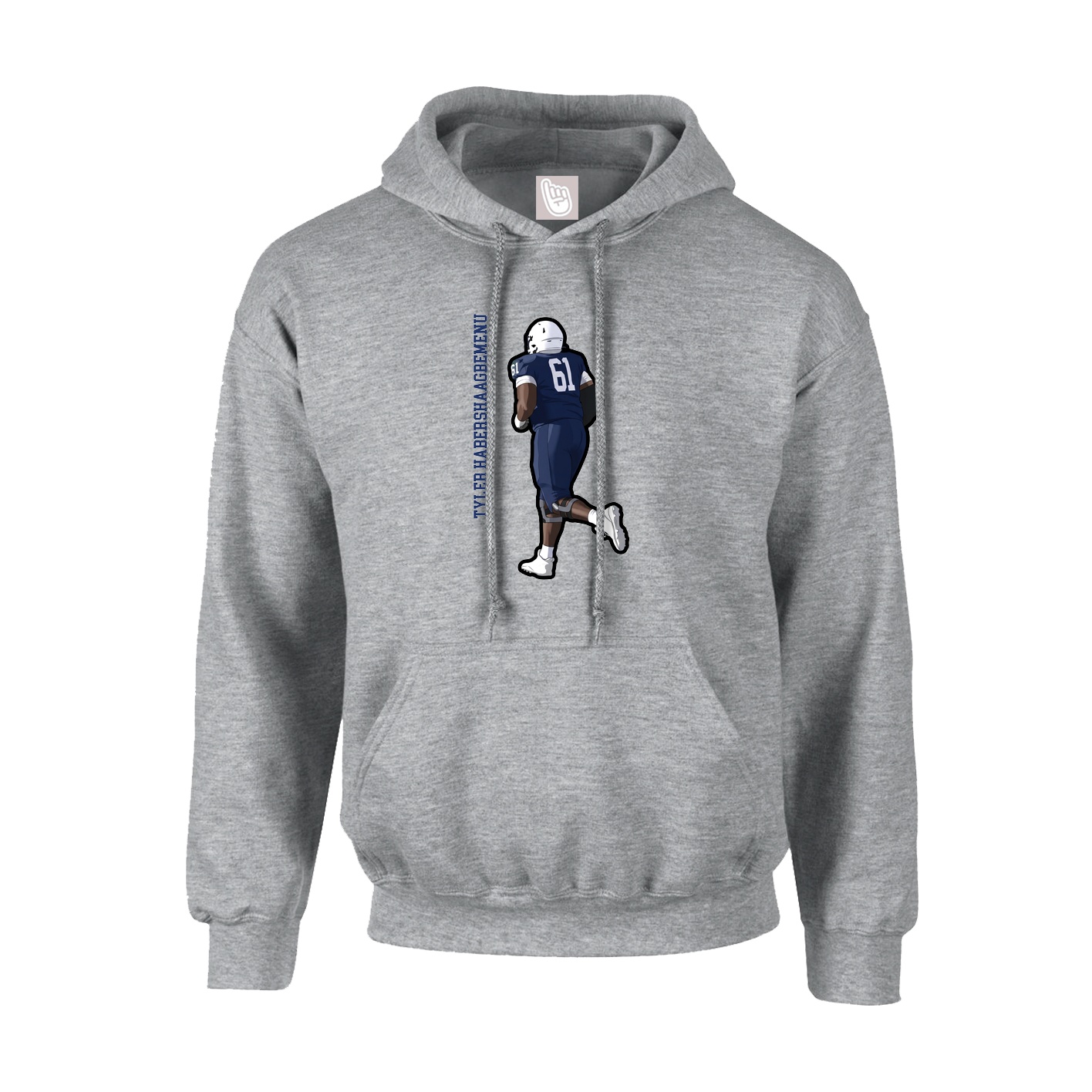 Youth Hoodie — Name Vertical in Grey