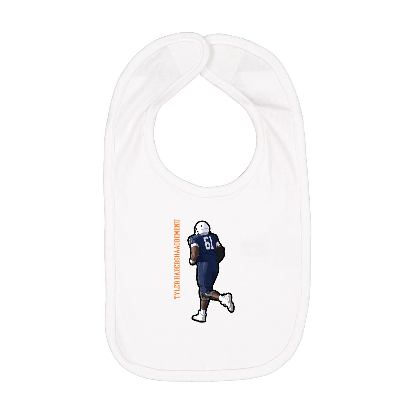 Infant Bib — Name Vertical in White
