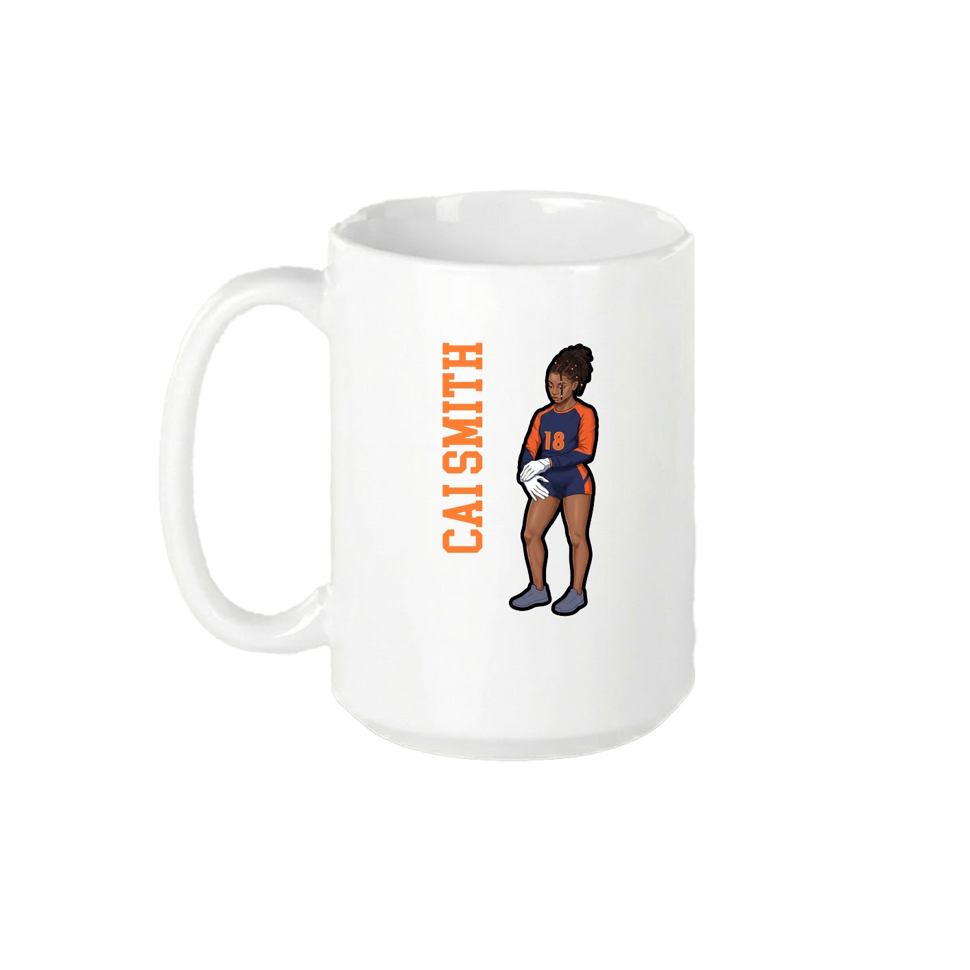 15oz Coffee Mug — Name Vertical in White