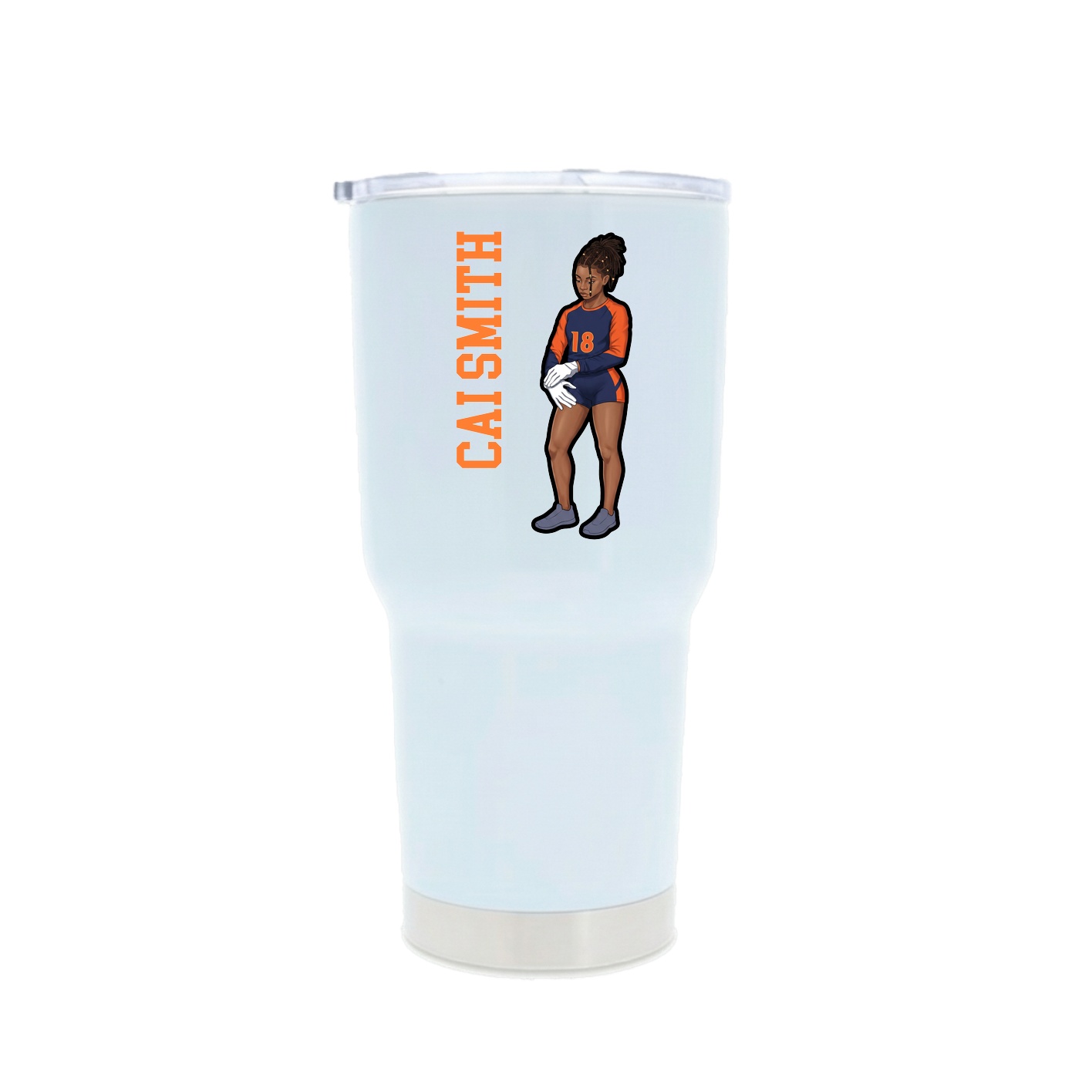 30oz Stainless Steel Tumbler — Name Vertical in White