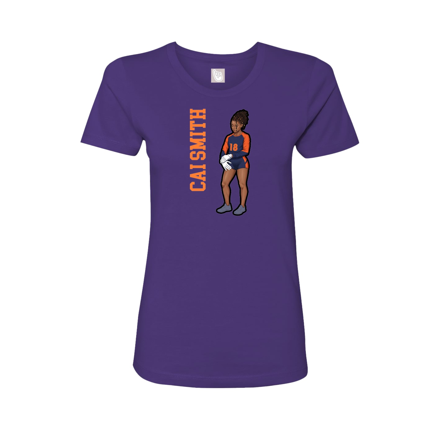 Fitted Women's Tee — Name Vertical in Purple