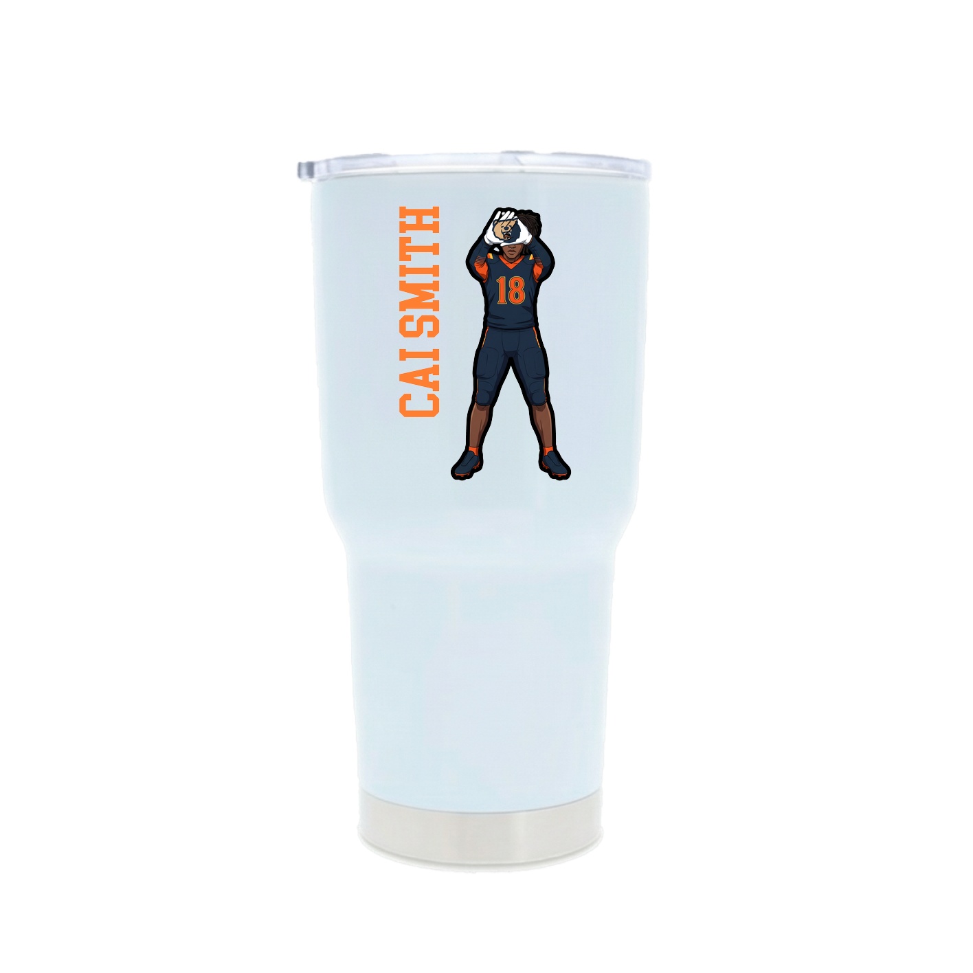 30oz Stainless Steel Tumbler — Name Vertical in White