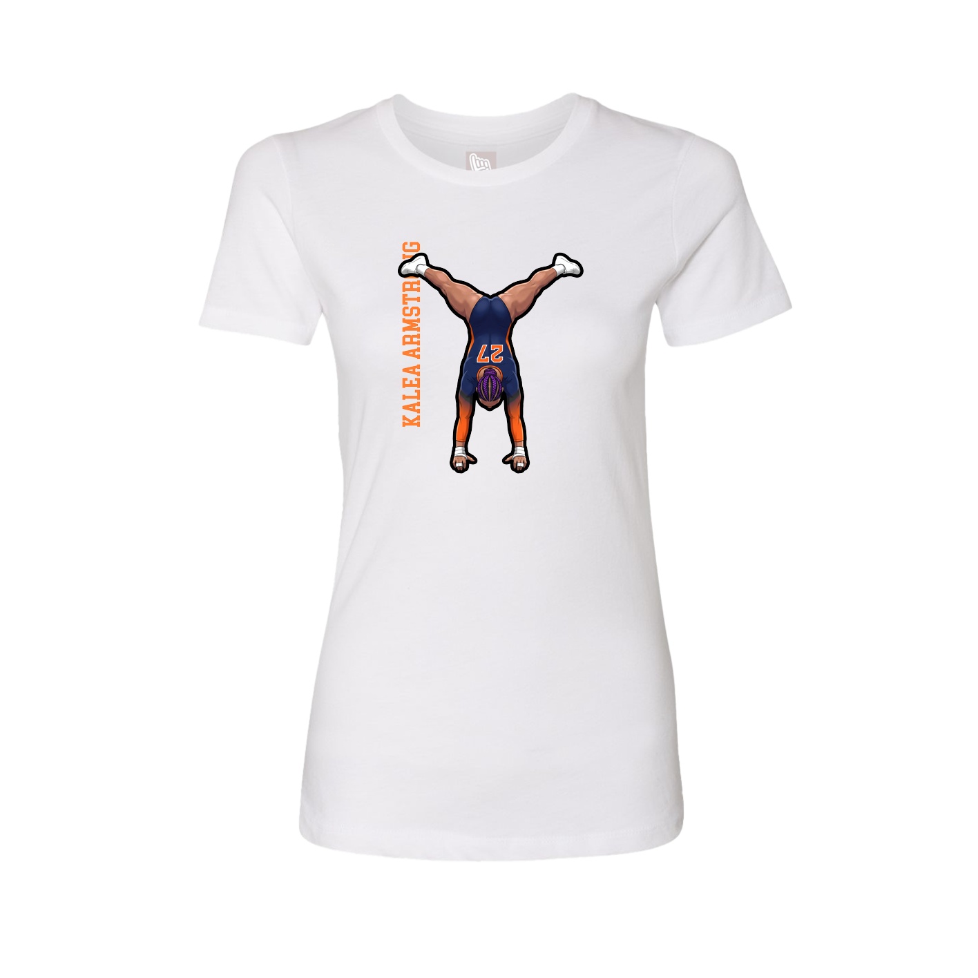 Fitted Women's Tee — Name Vertical in White