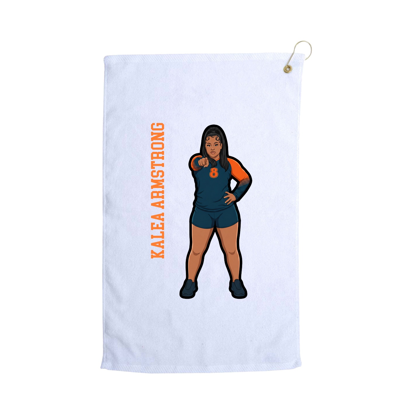 Golf Towel — Name Vertical in White