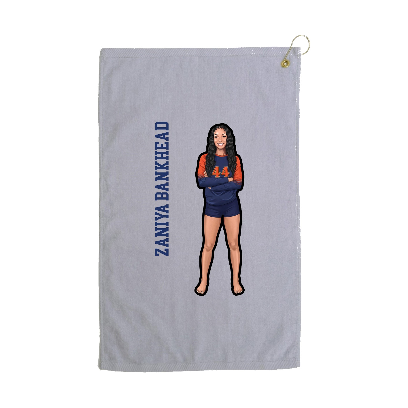 Golf Towel — Name Vertical in Grey