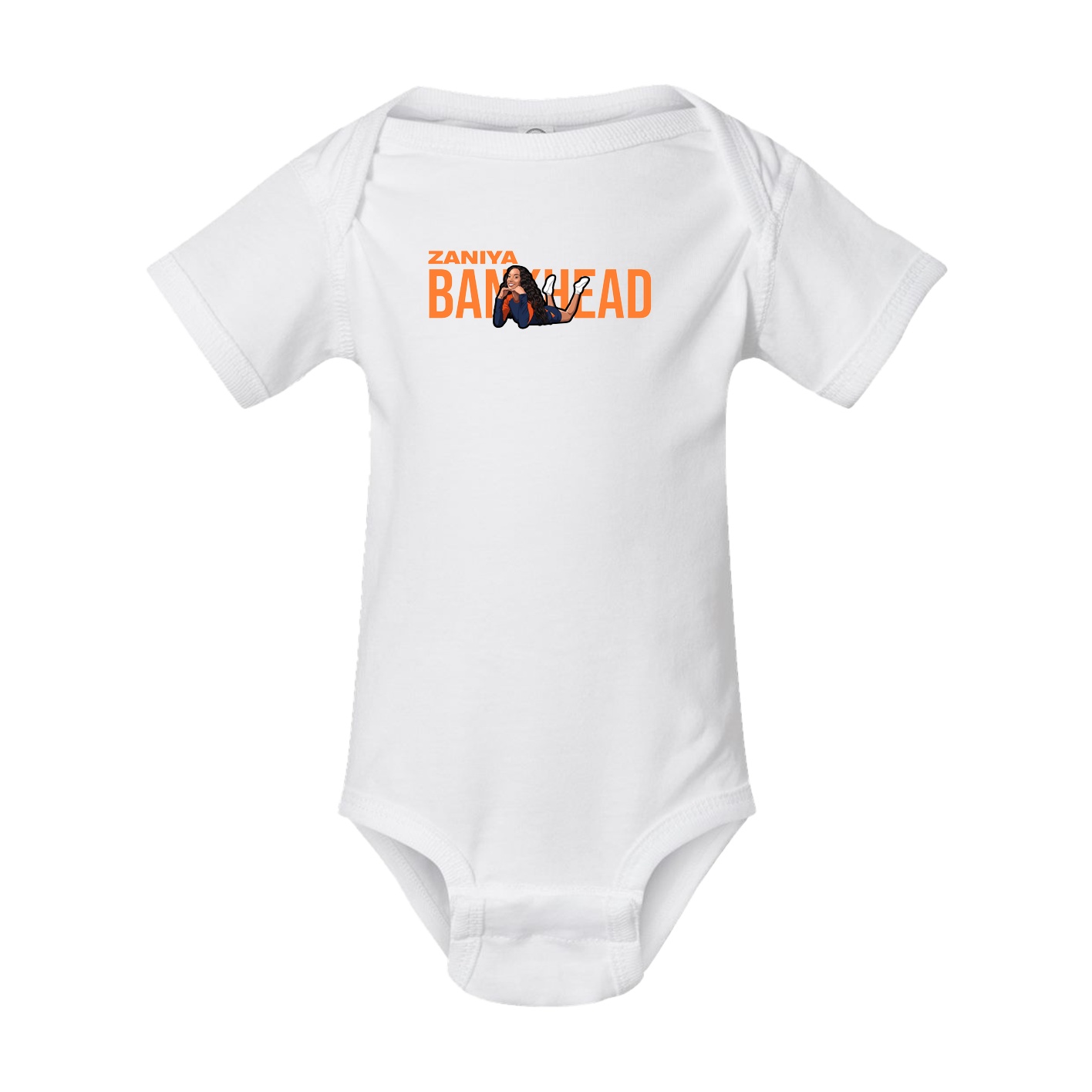 Baby Onesie — Player Name in White