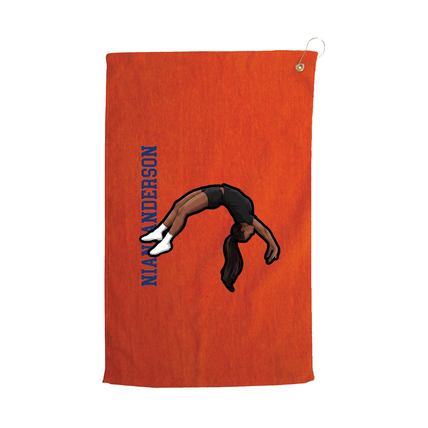 Golf Towel — Name Vertical in Orange