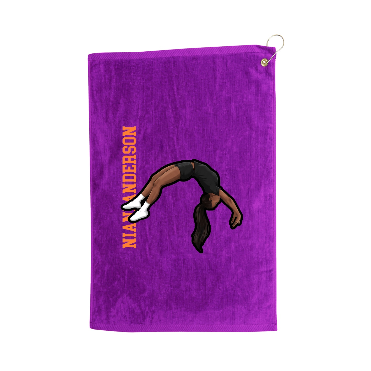 Golf Towel — Name Vertical in Purple