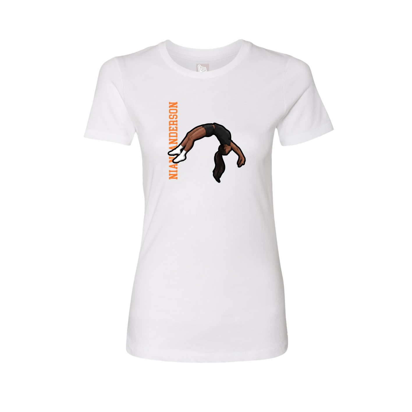 Fitted Women's Tee — Name Vertical in White