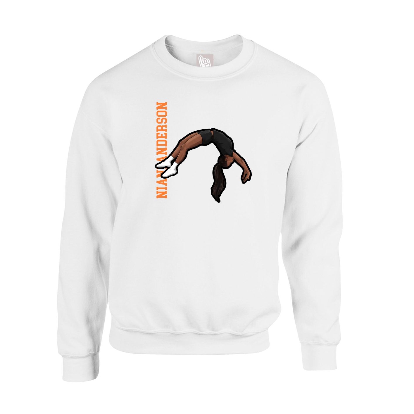 Fleece Crew — Name Vertical in White