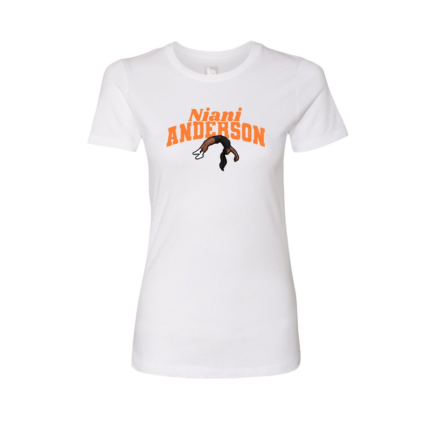 Fitted Women's Tee — Signature Arch in White