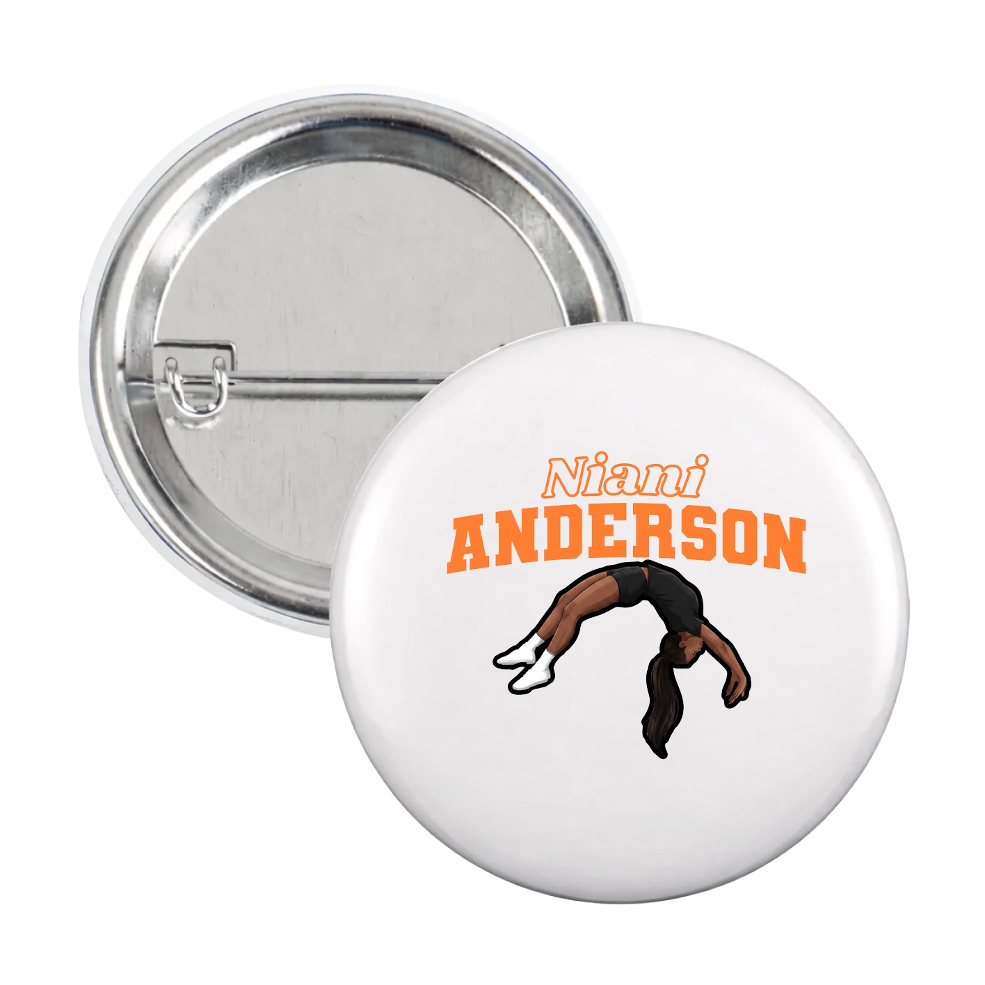 Game Day Button — Name Arch in White