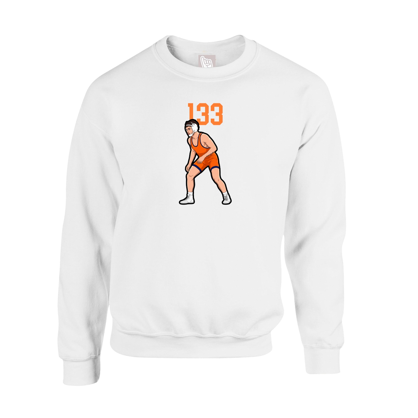 Fleece Crew — Number Top in White