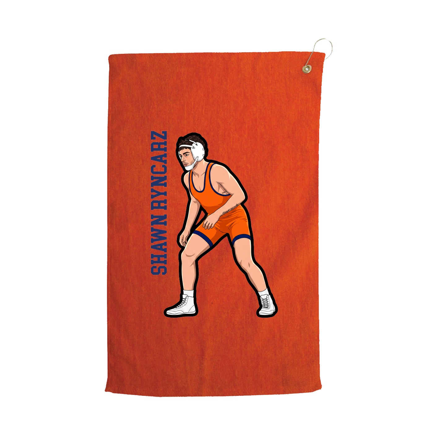 Golf Towel — Name Vertical in Orange