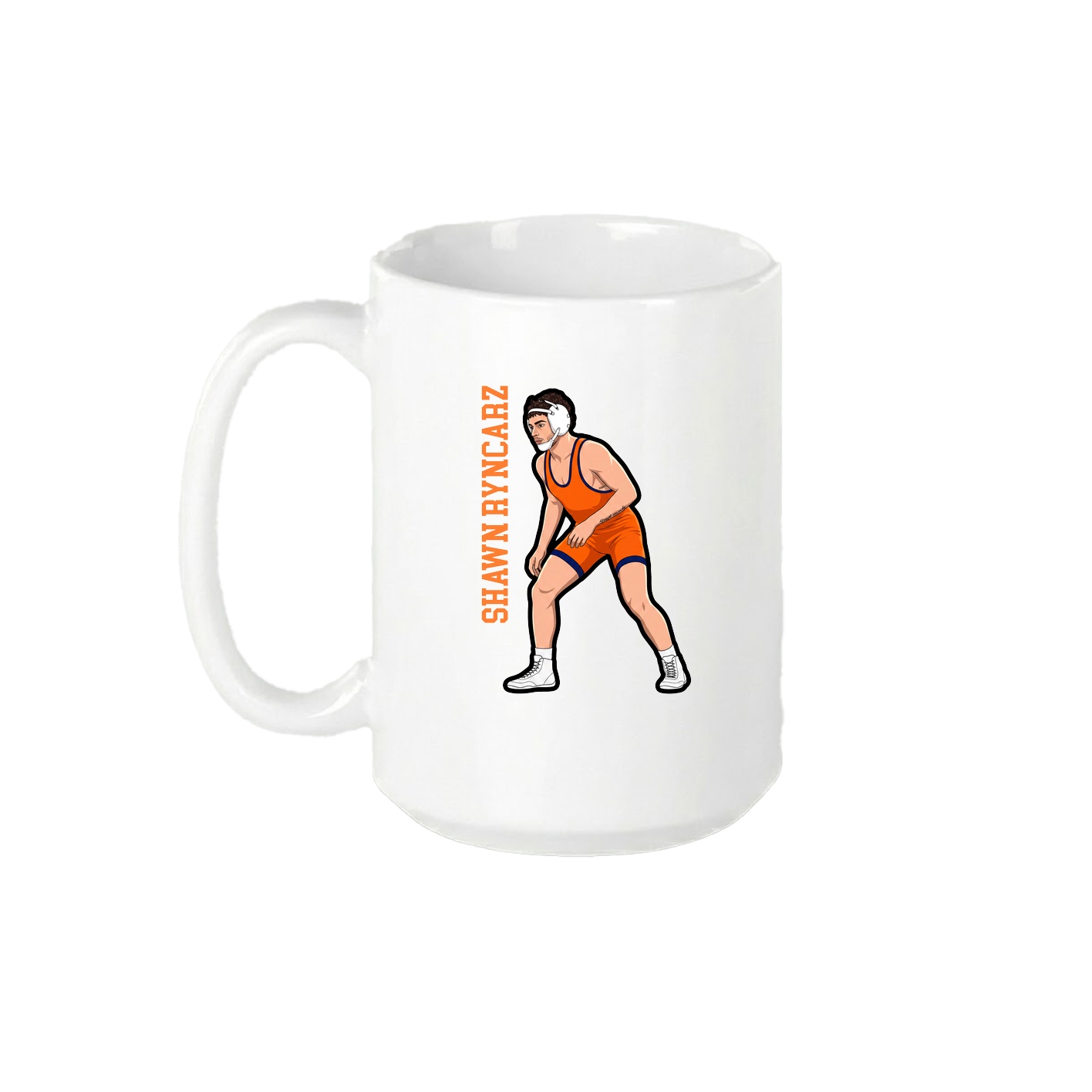 15oz Coffee Mug — Name Vertical in White
