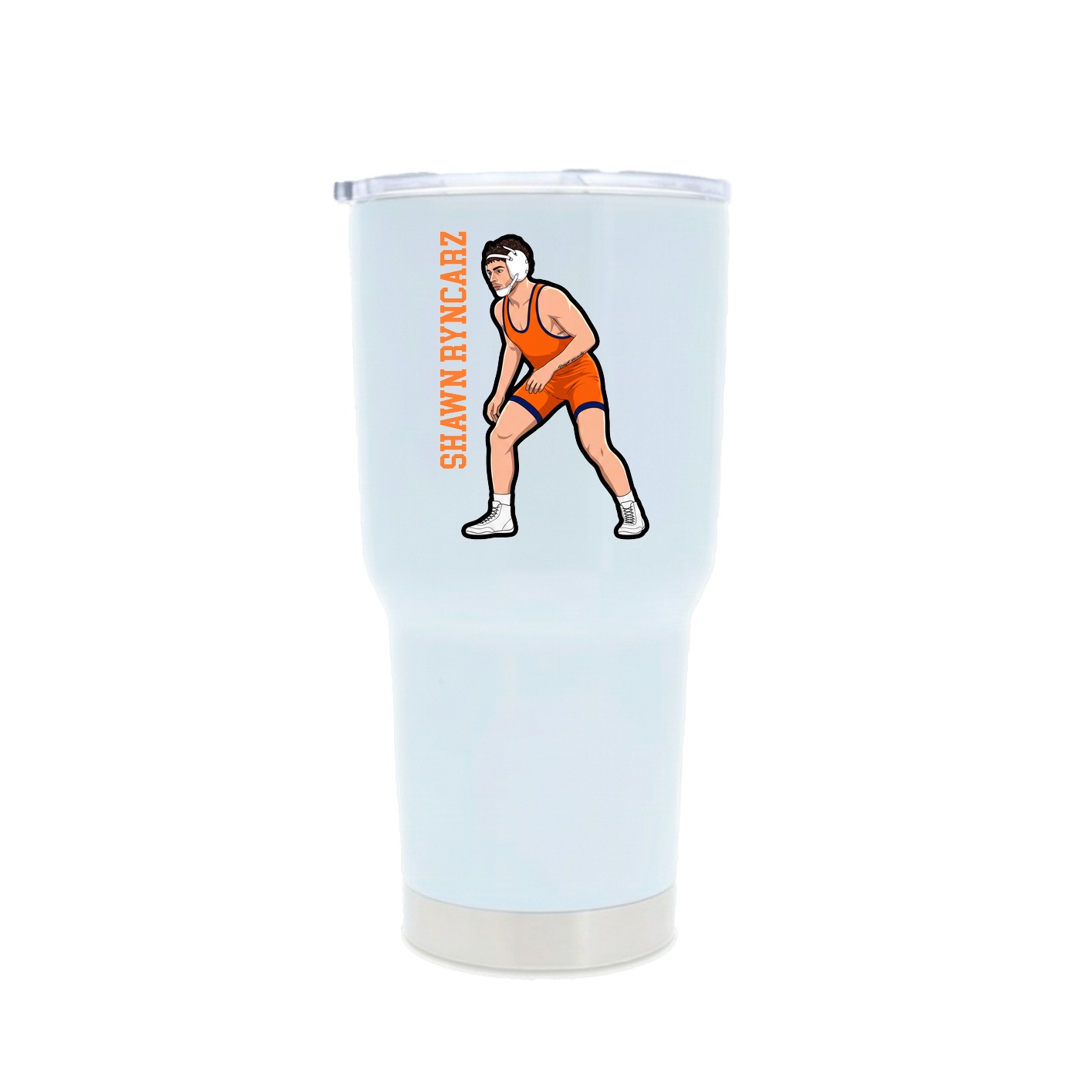 30oz Stainless Steel Tumbler — Name Vertical in White