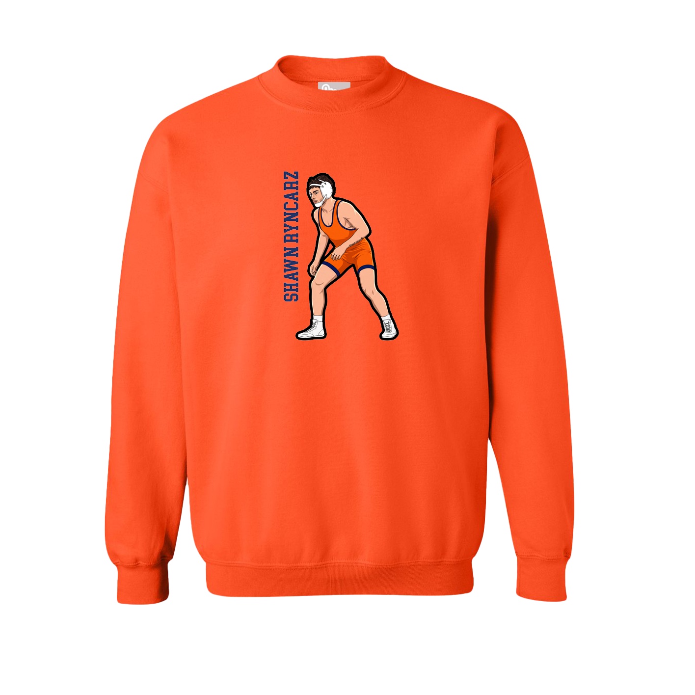 Fleece Crew — Name Vertical in Orange