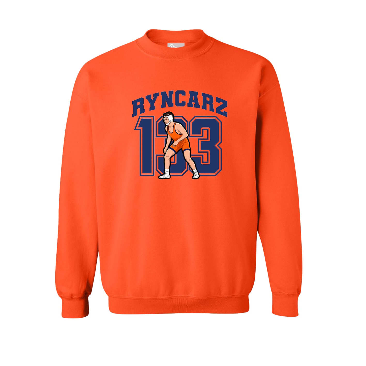 Fleece Crew — Number in Orange