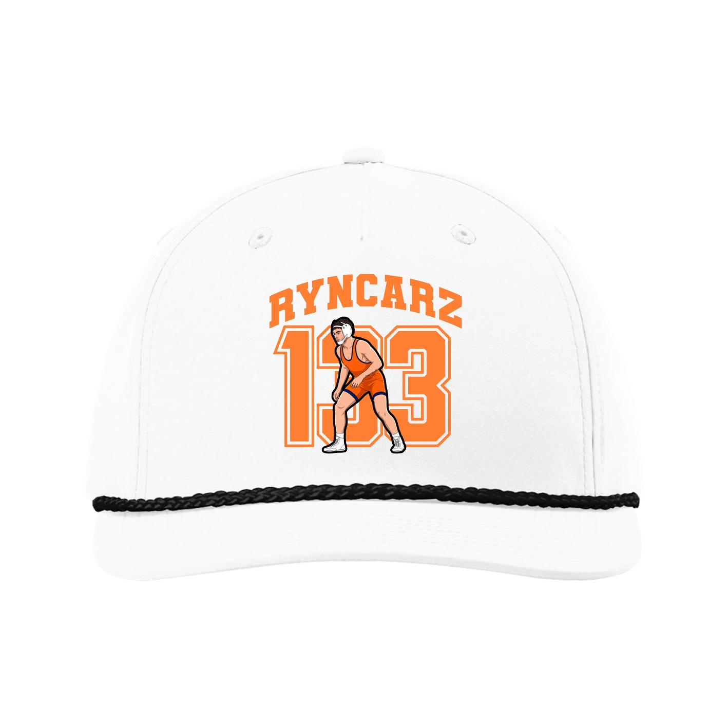 Five-Panel Classic Rope Cap — Number in White
