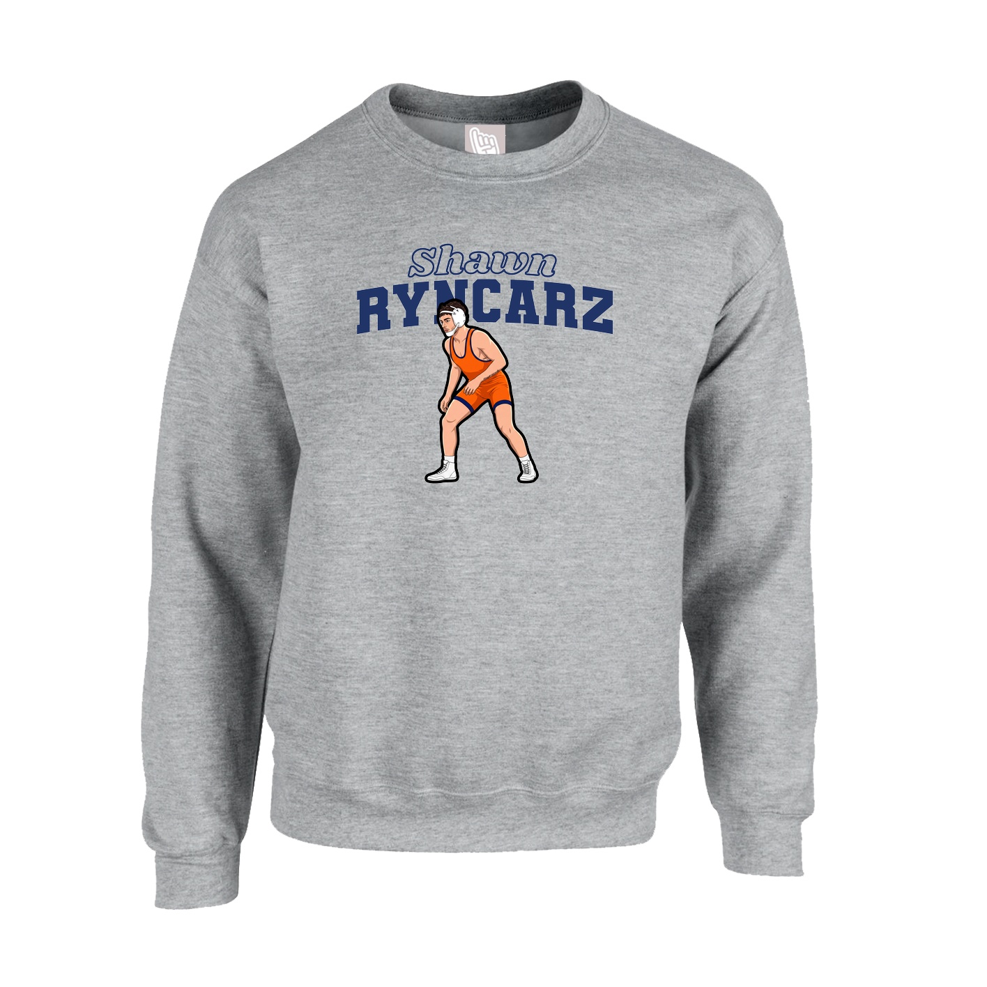 Fleece Crew — Name Arch in Grey
