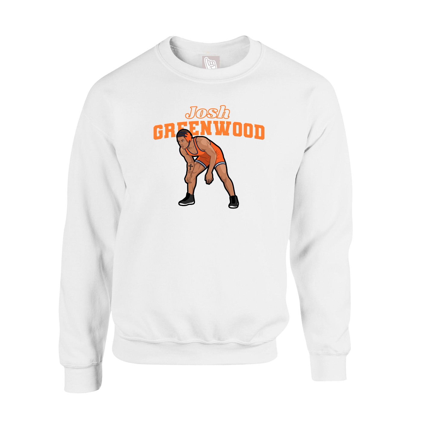 Fleece Crew — Name Arch in White