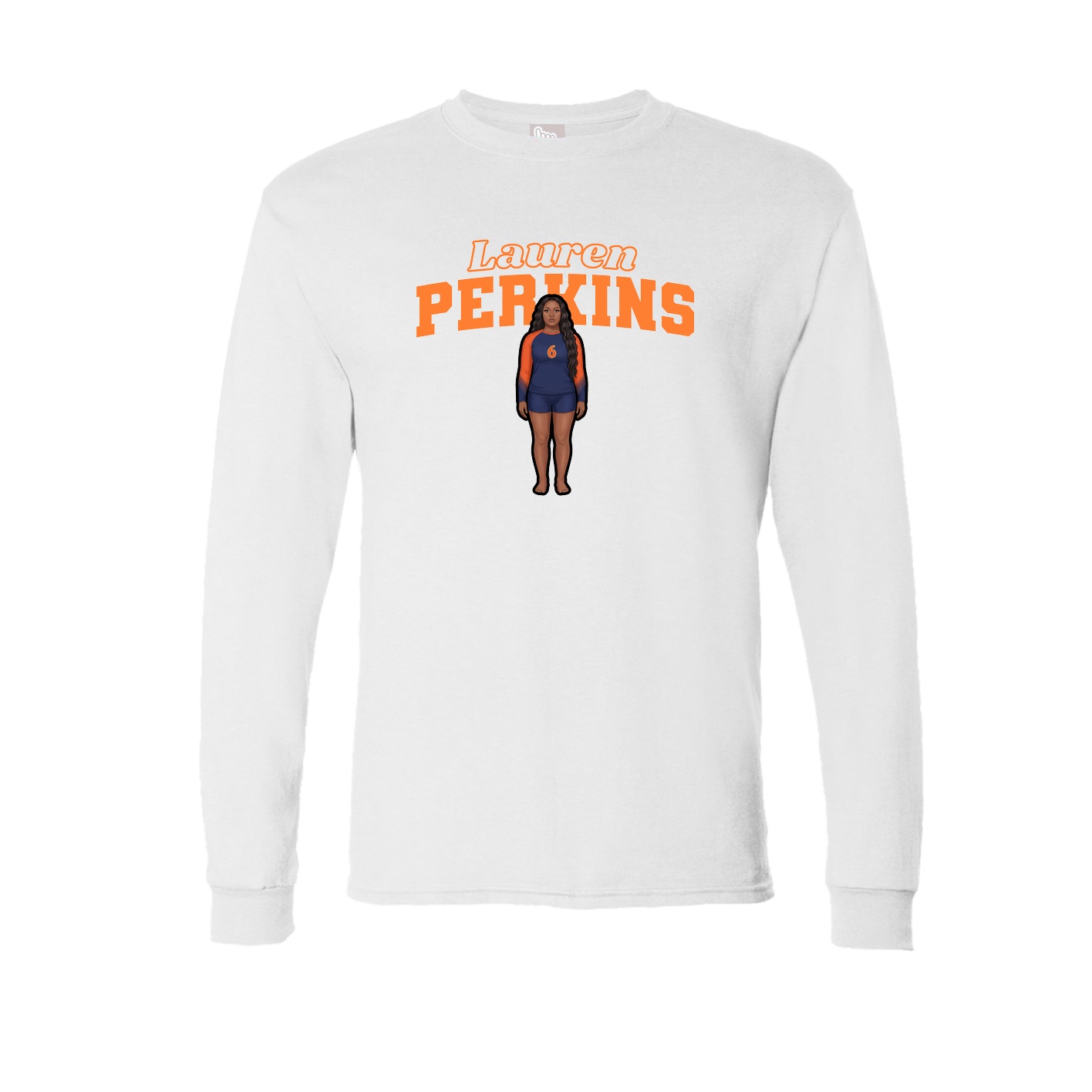 Long Sleeve Tee — Name Arch in White