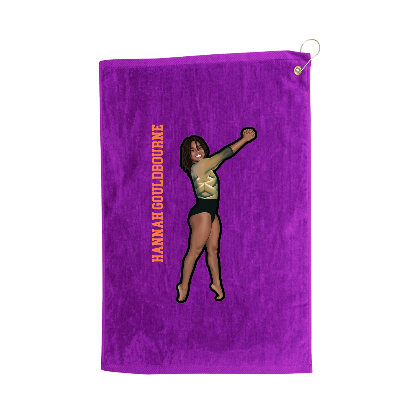Golf Towel — Name Vertical in Purple