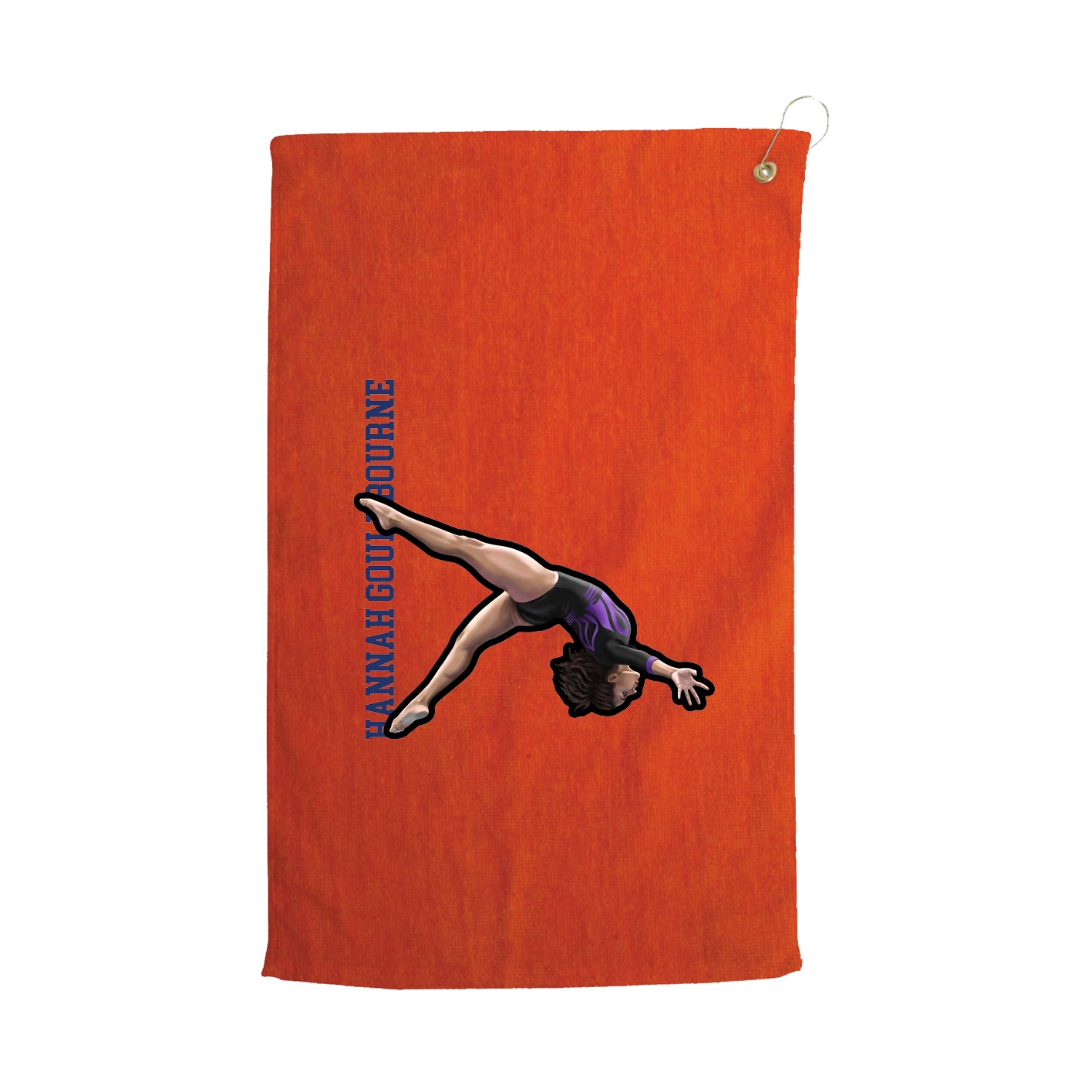Golf Towel — Name Vertical in Orange