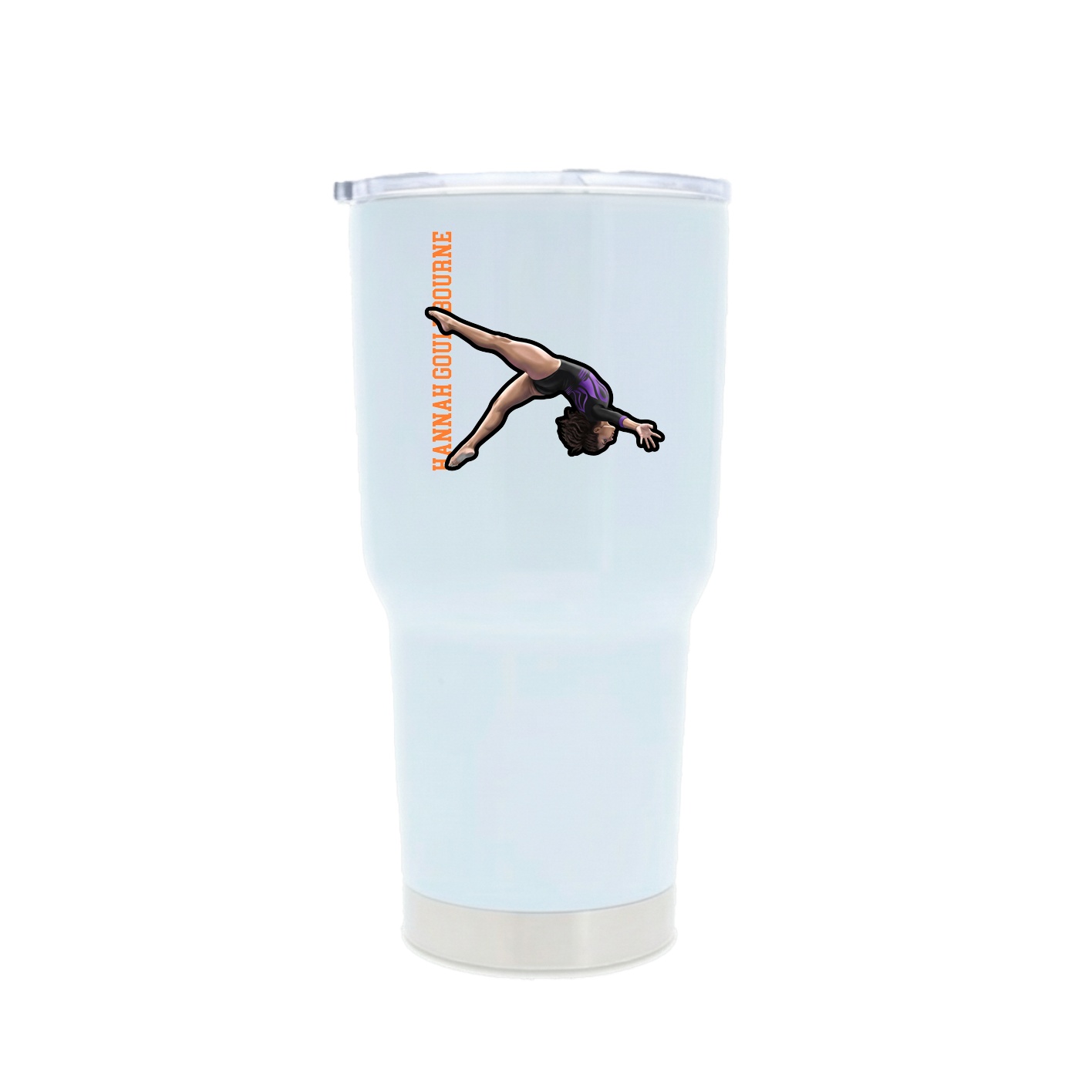 30oz Stainless Steel Tumbler — Name Vertical in White