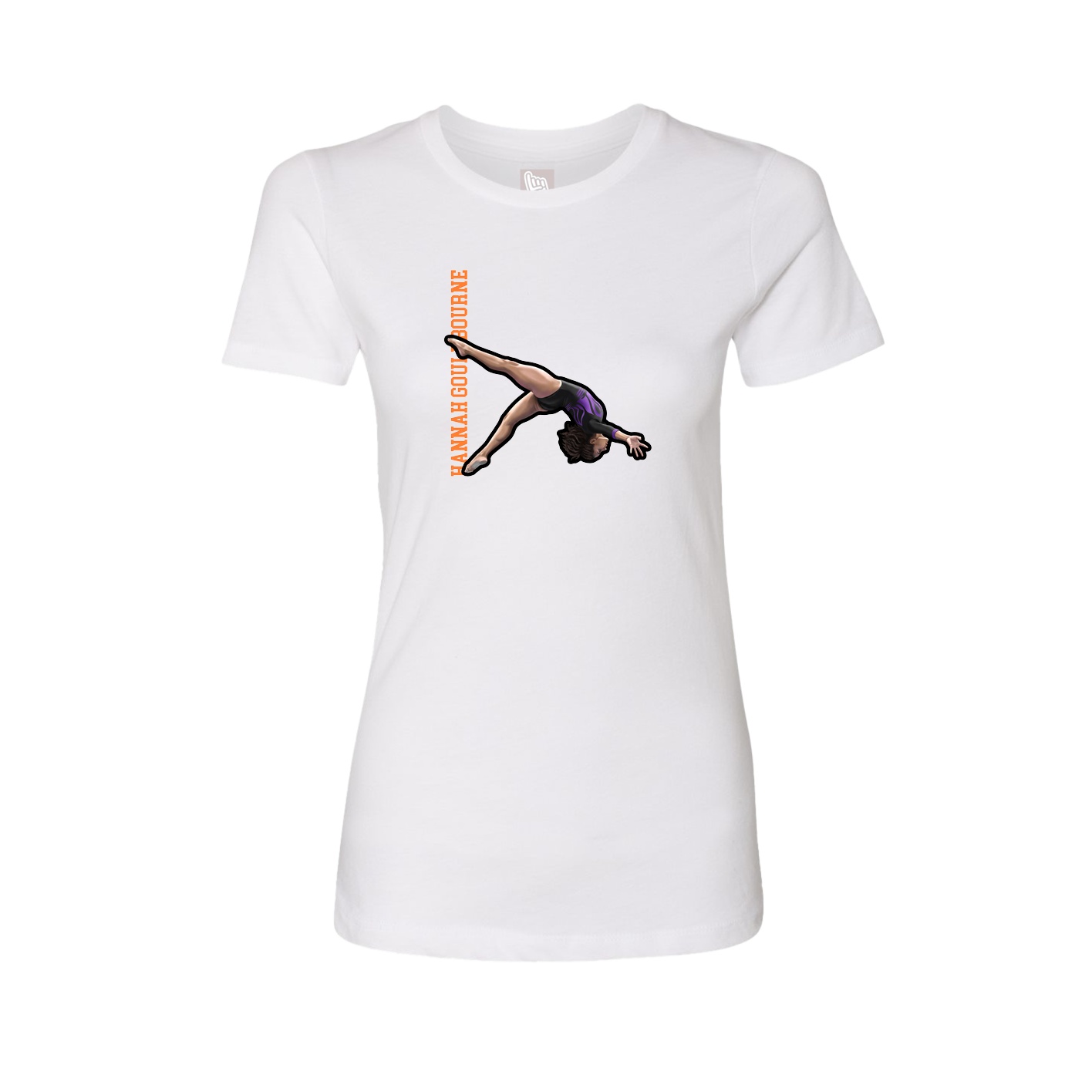 Fitted Women's Tee — Name Vertical in White