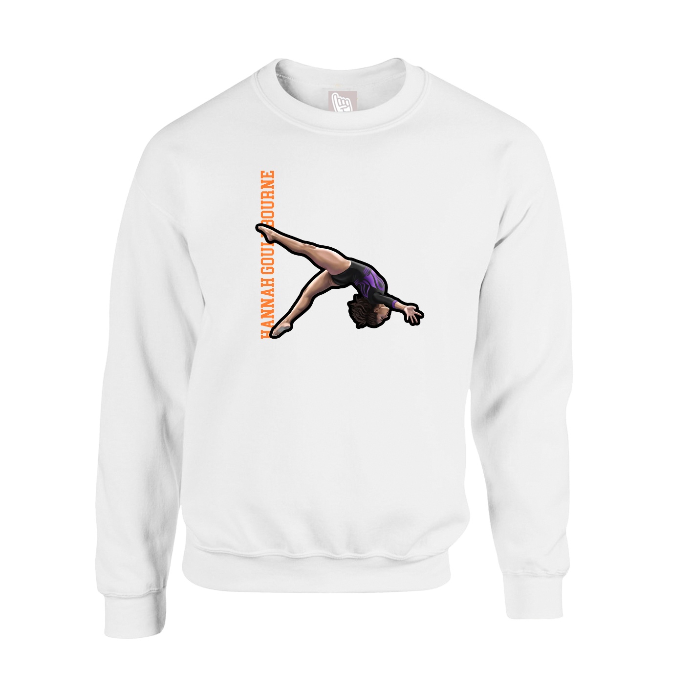 Fleece Crew — Name Vertical in White