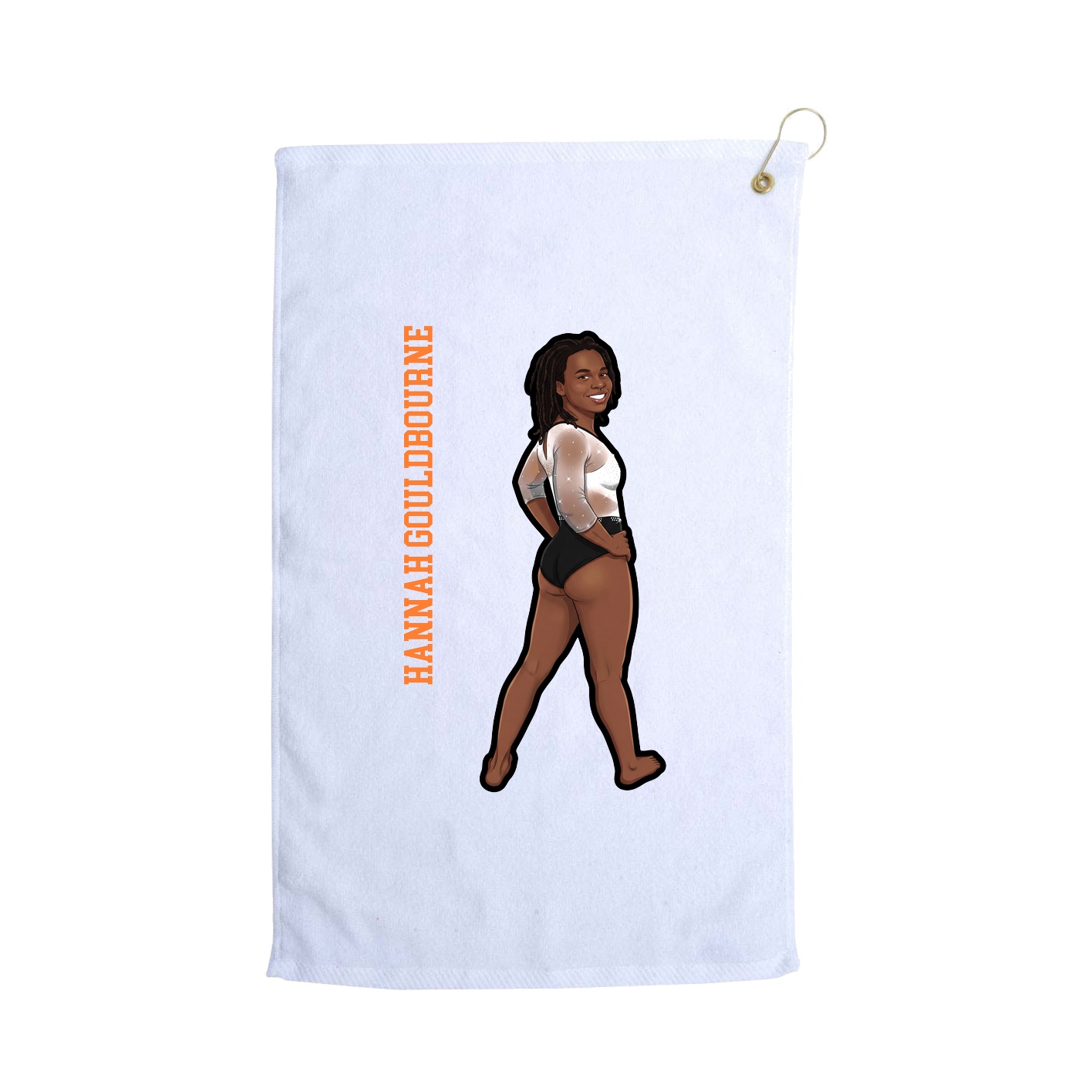 Golf Towel — Name Vertical in White