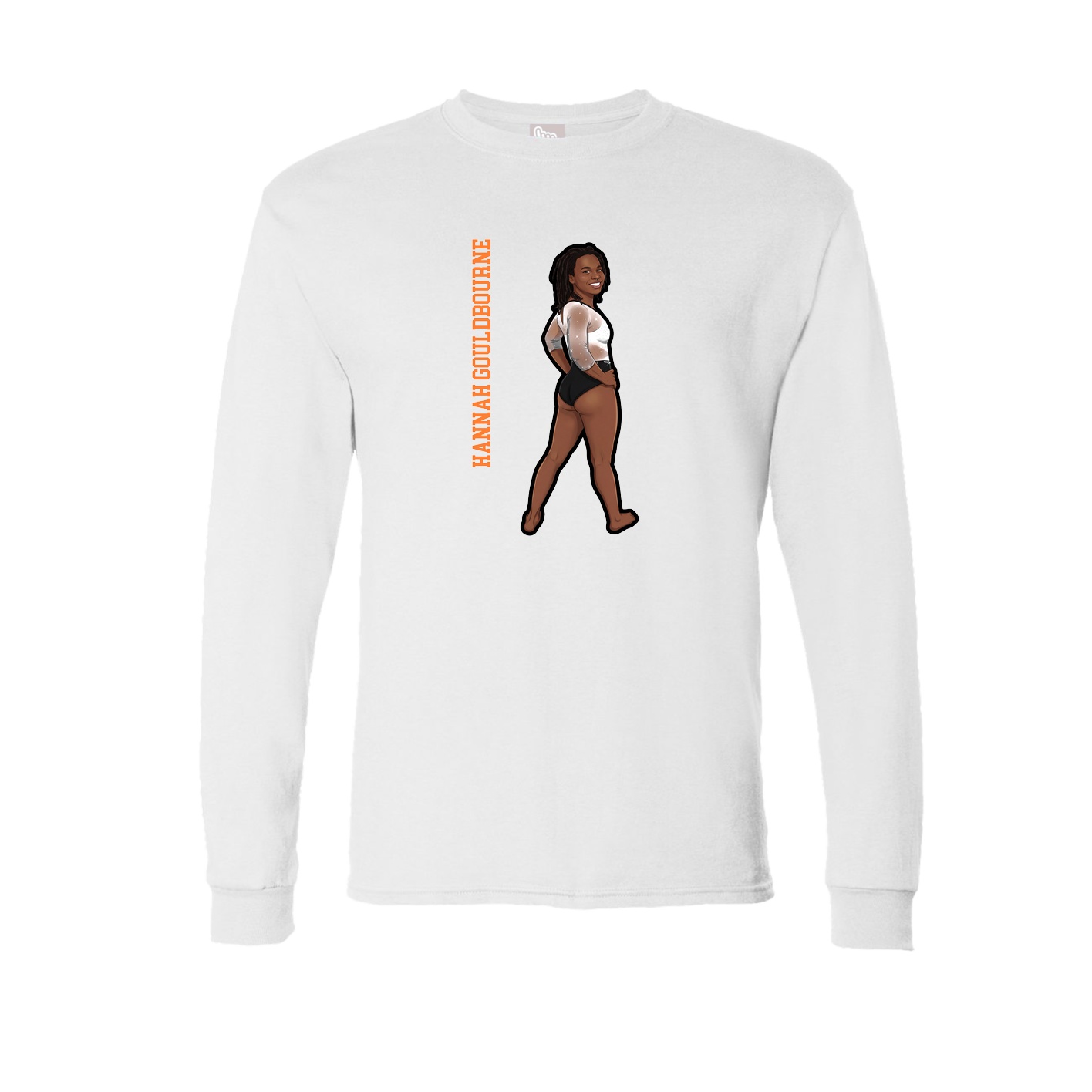 Long Sleeve Tee — Name Vertical in White