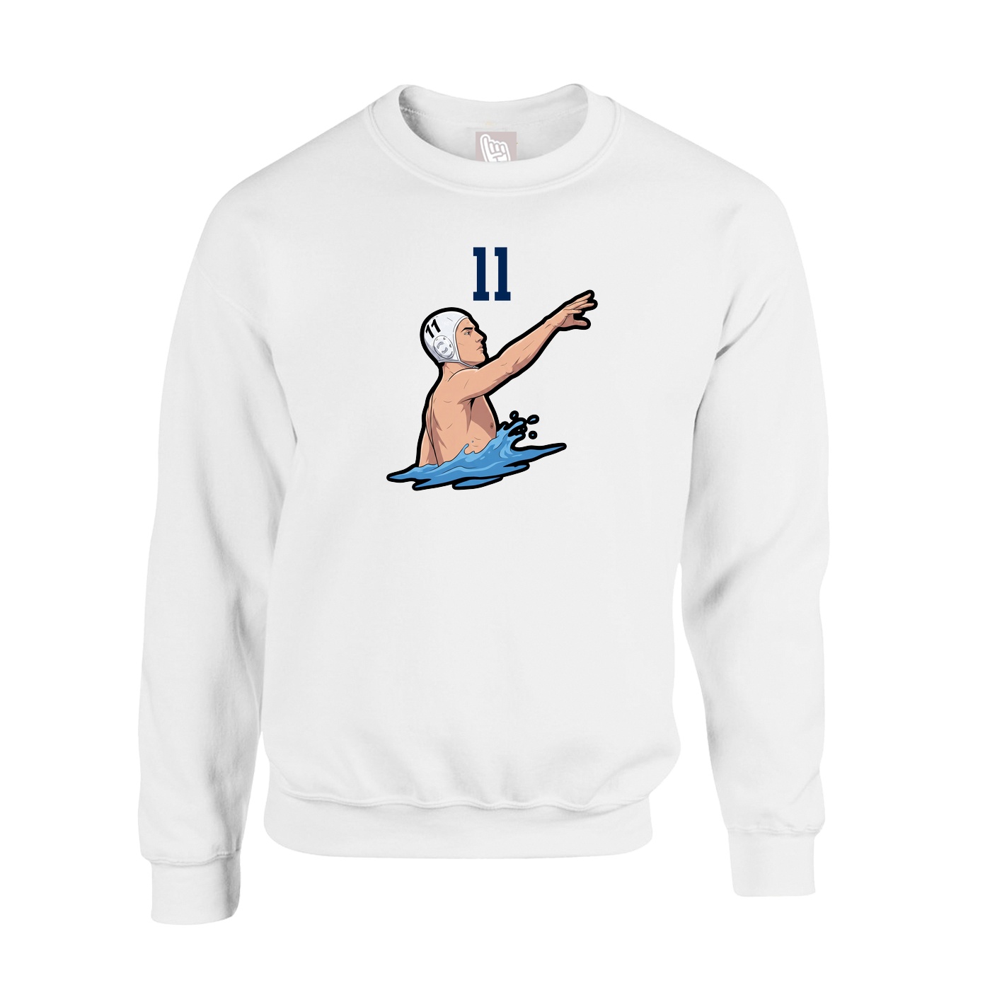 Fleece Crew — Number Top in White