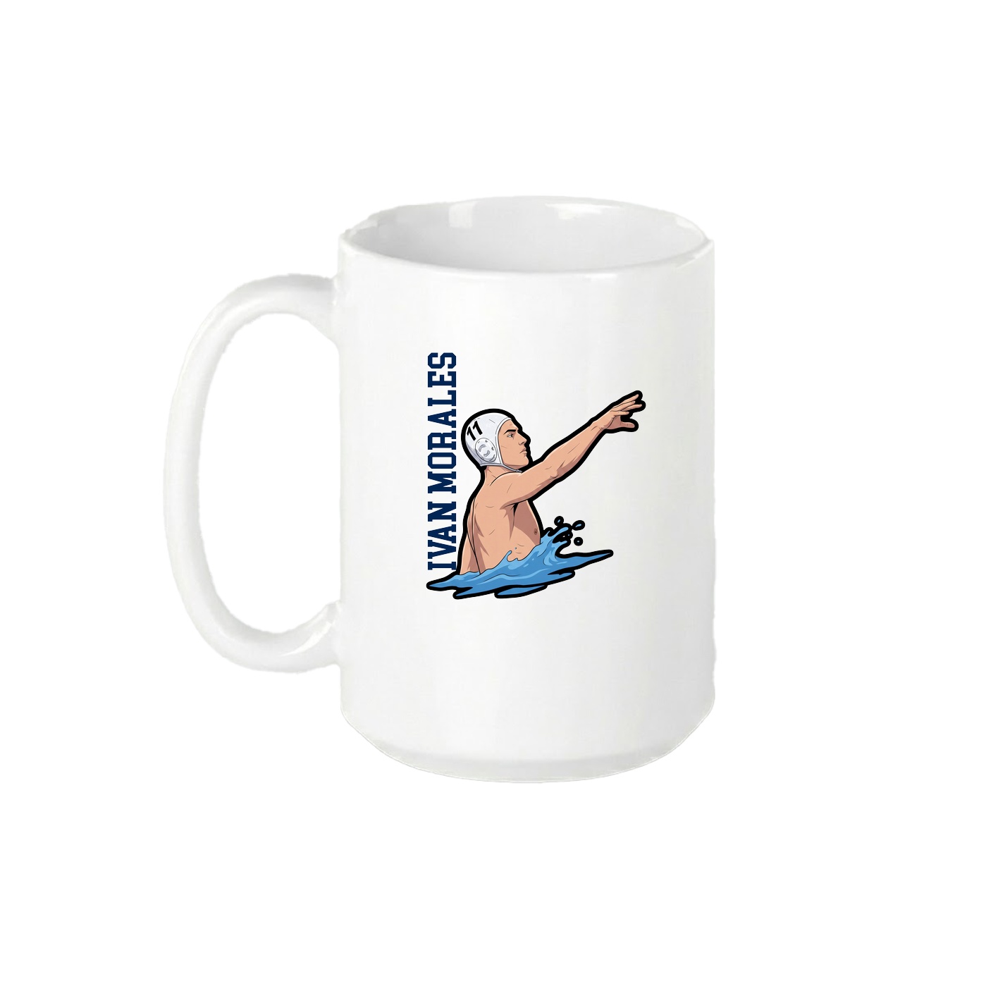 15oz Coffee Mug — Name Vertical in White