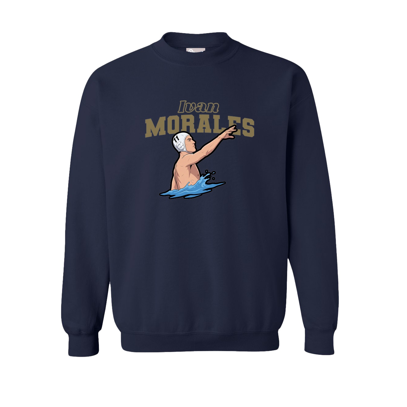 Fleece Crew — Name Arch in Navy