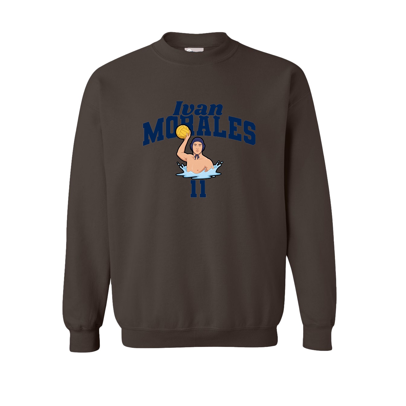 Fleece Crew — Signature Arch in Brown