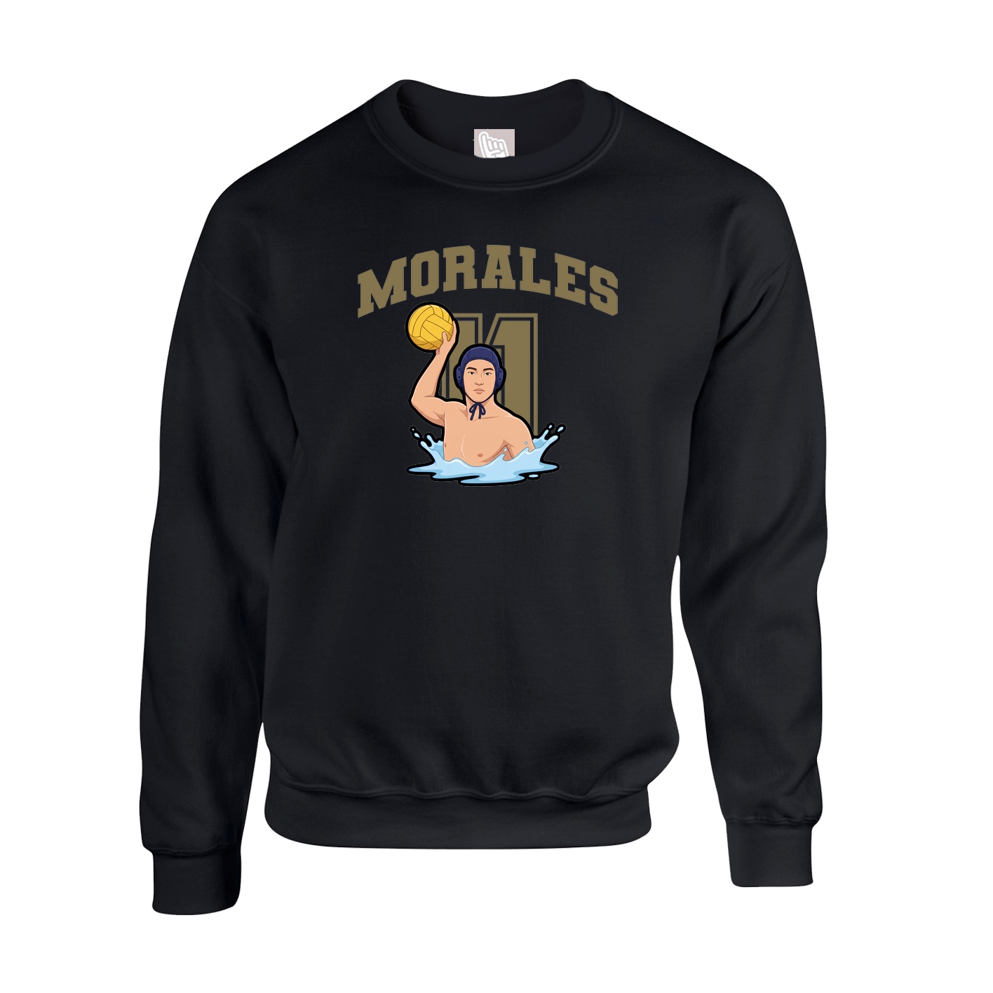 Fleece Crew — Number in Black